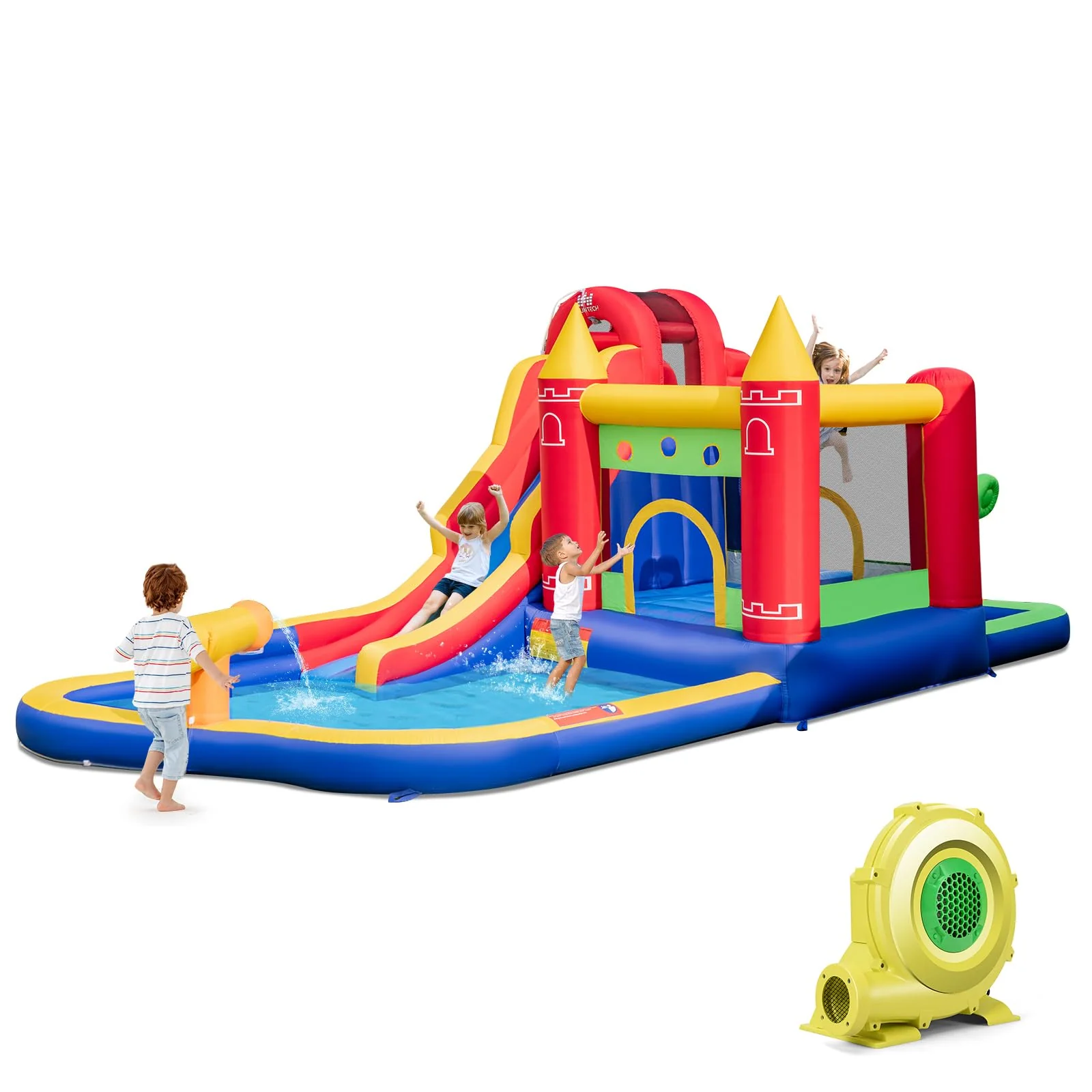 BOUNTECH Inflatable Water Slide, 9 in 1 Bounce House Water Slide Combo, Blow up Bouncy Castle Water Slides