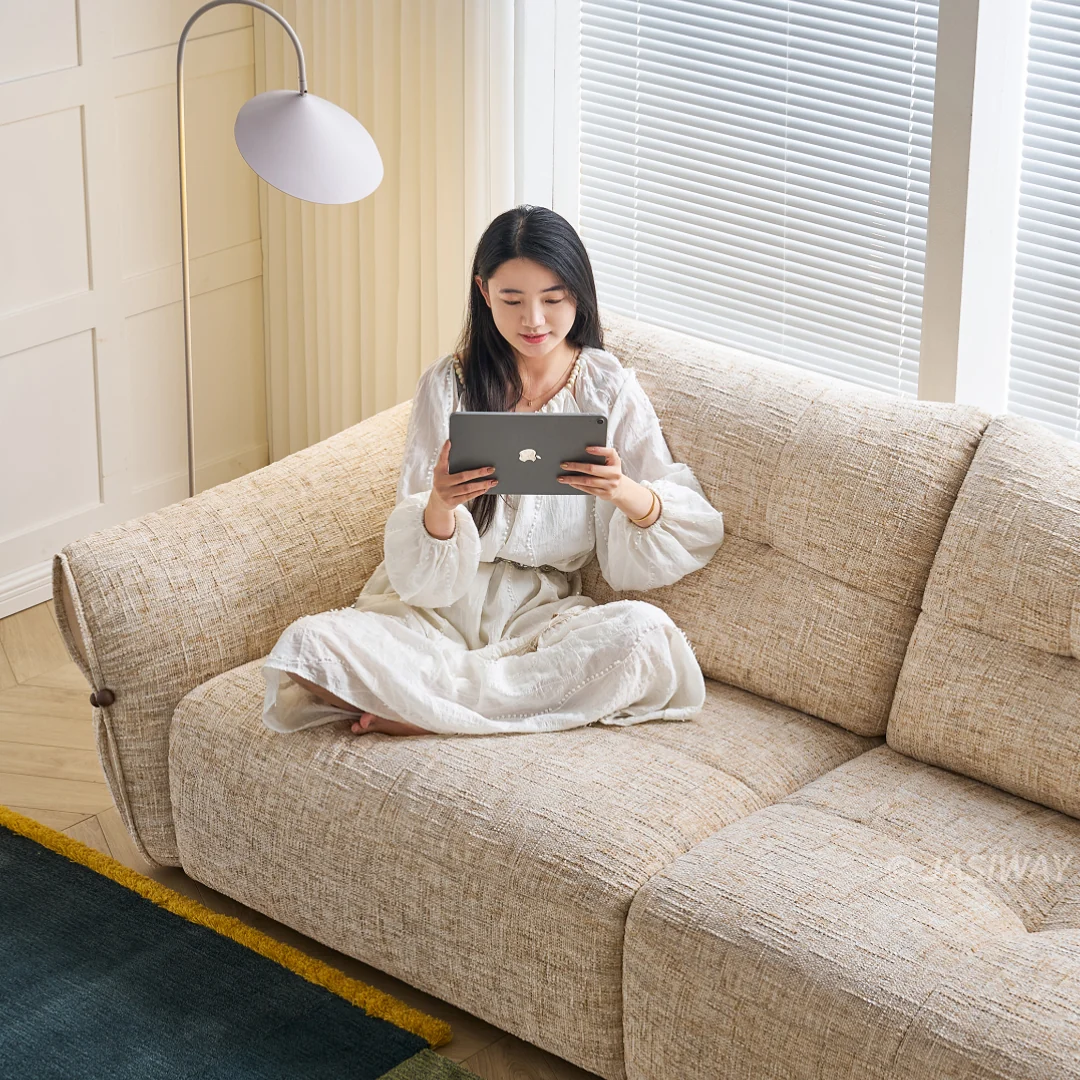 NÓVORA CASA nube sofá profundo asiento sofá| extragrande Chenilla tela 3-plazas con acolchado cojines, Moderno Sala sofá