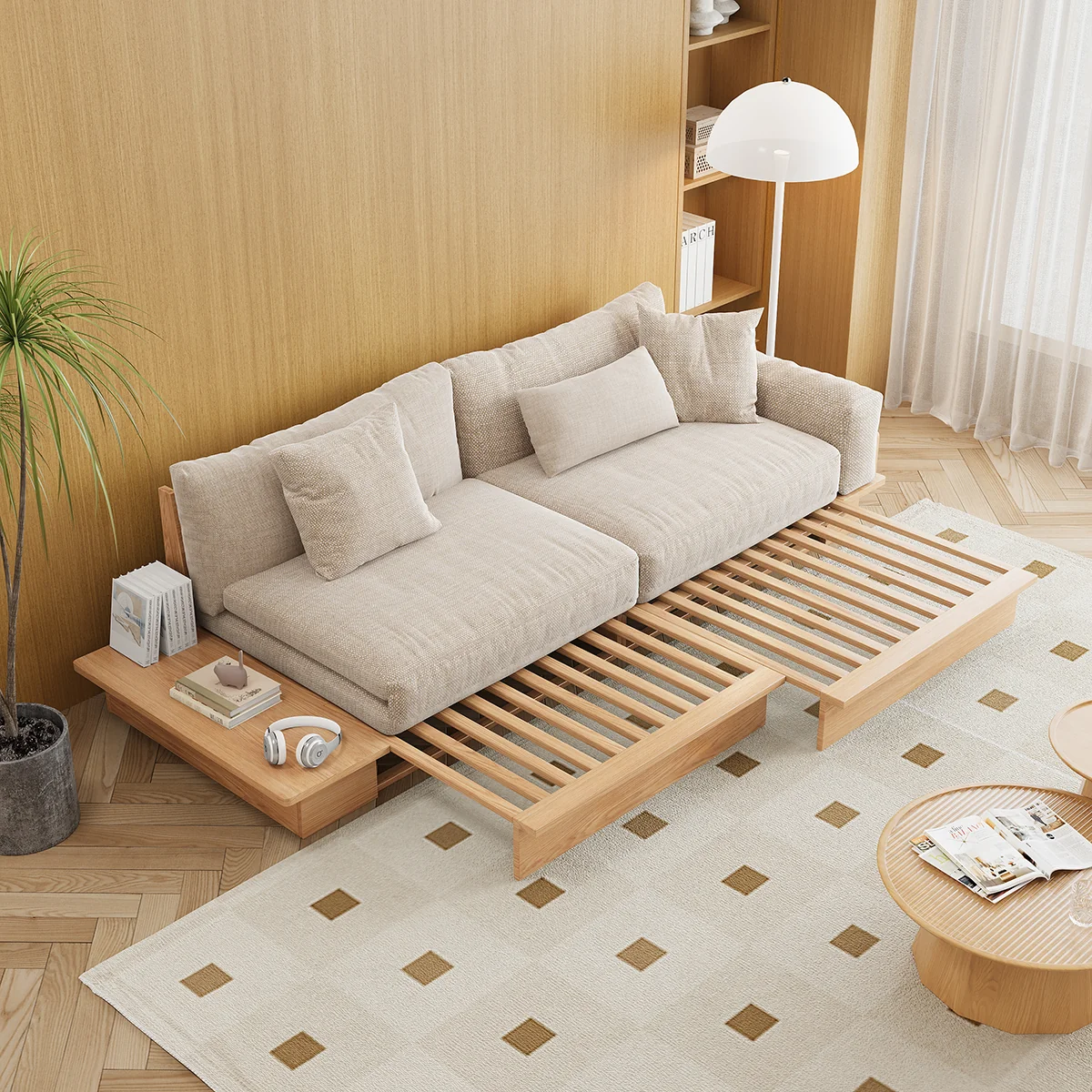 NÓVORA CASA extraíble extraíble piso Sofá cama con de doble cara reposabrazos & elevable superior Almacenamiento