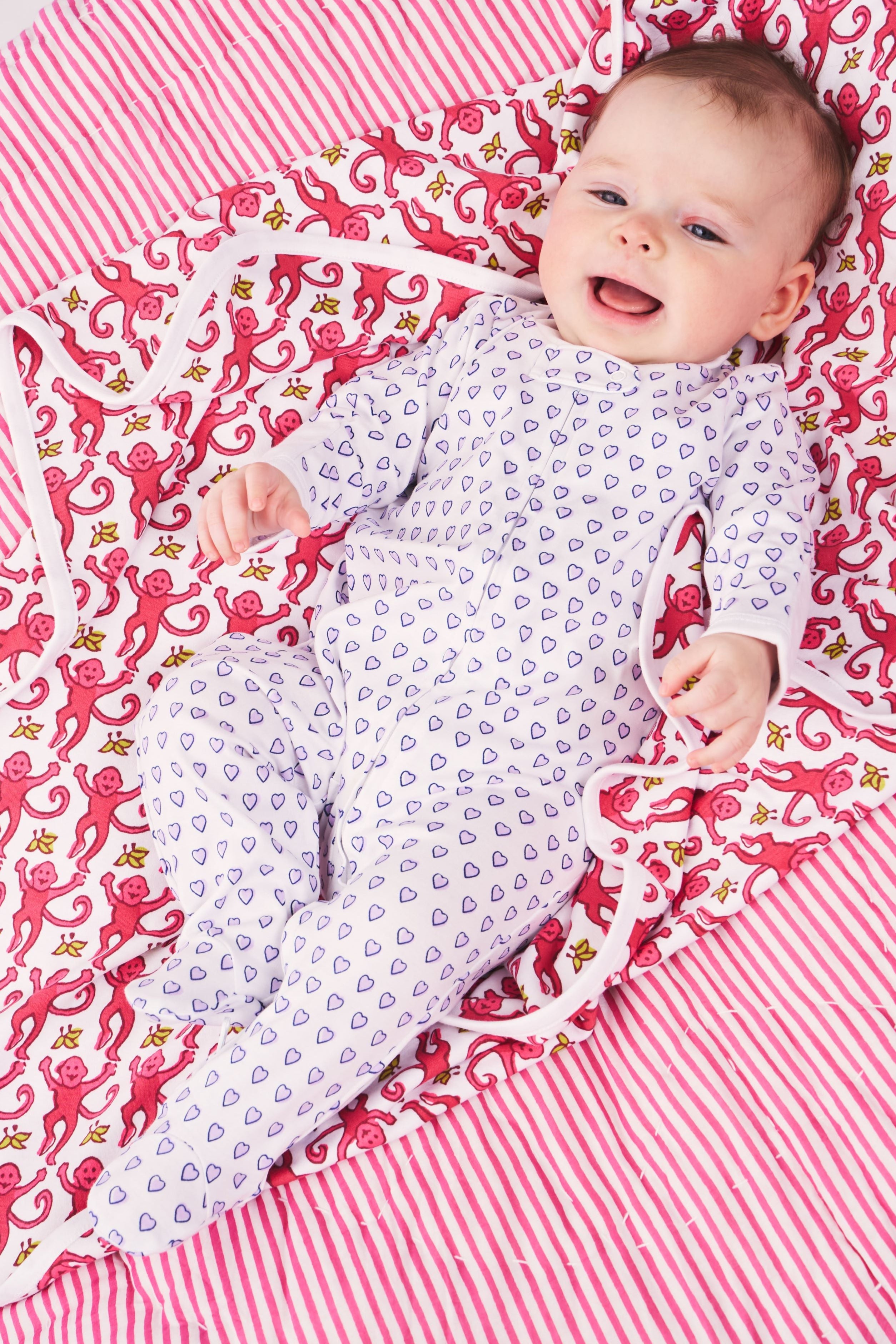 Infant Hearts Zipper Footie