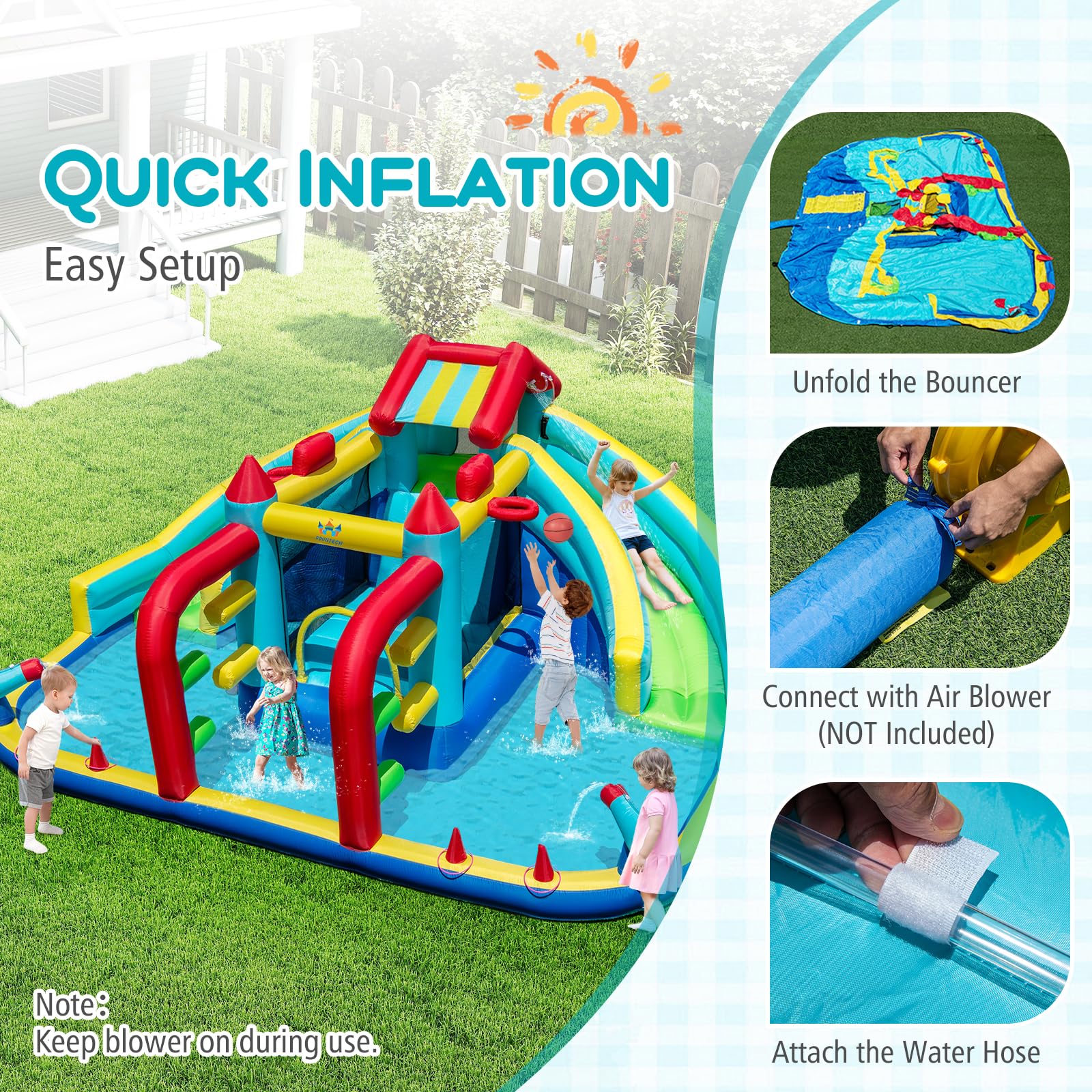 BOUNTECH Inflatable Water Slide with Bounce House Double Water Slide Park
