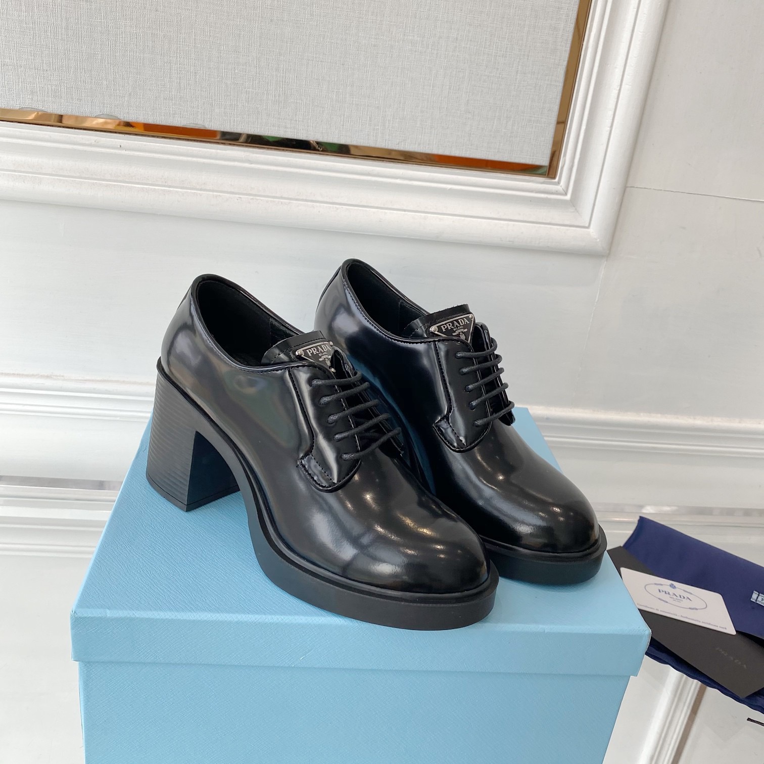 Prada Chocolate High-heeled Loafers Sneaker Size 35-40   3-Color