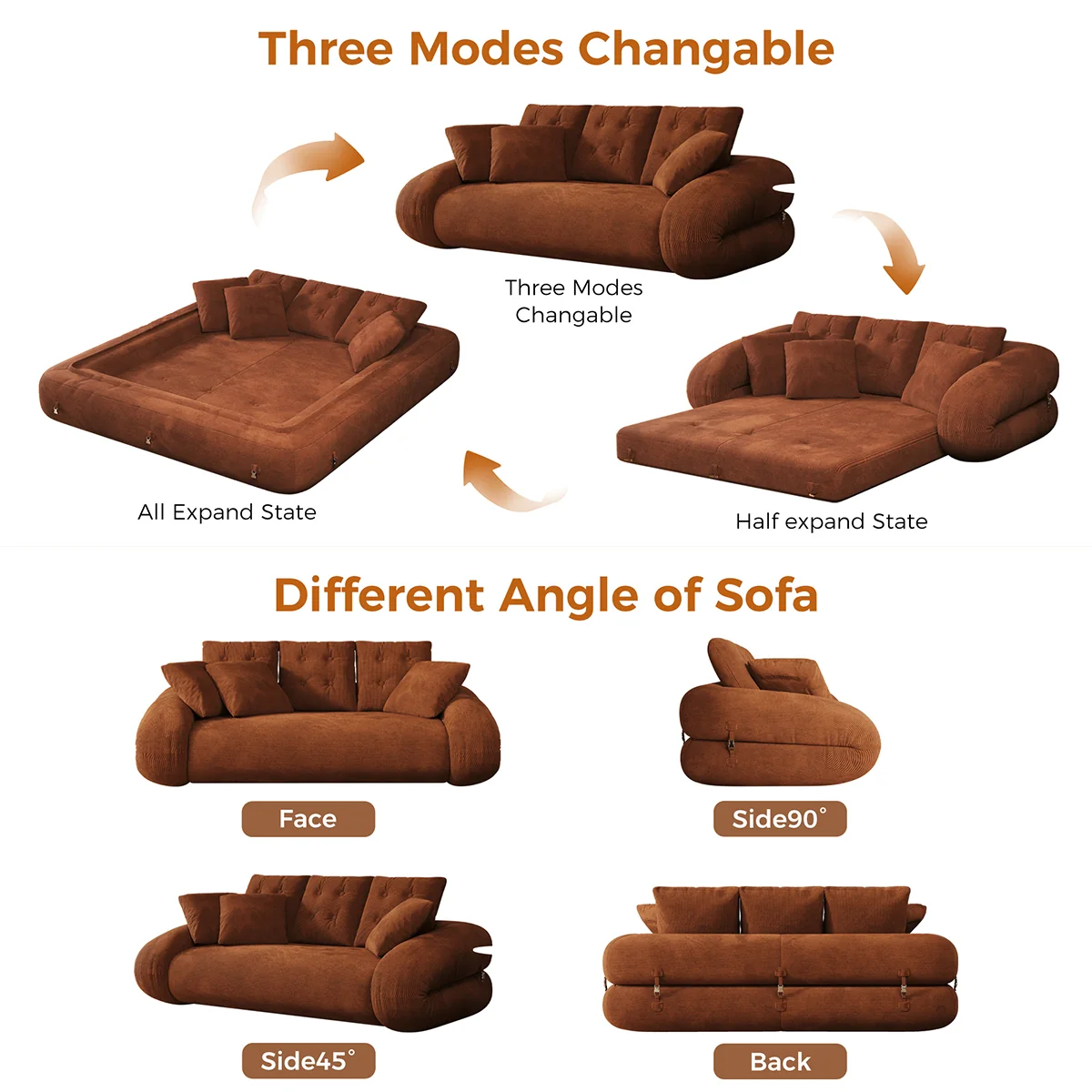 NÓVORA CASA pana plegable Sofá cama– mascotas amigable piso sofá para mascotas & personas
