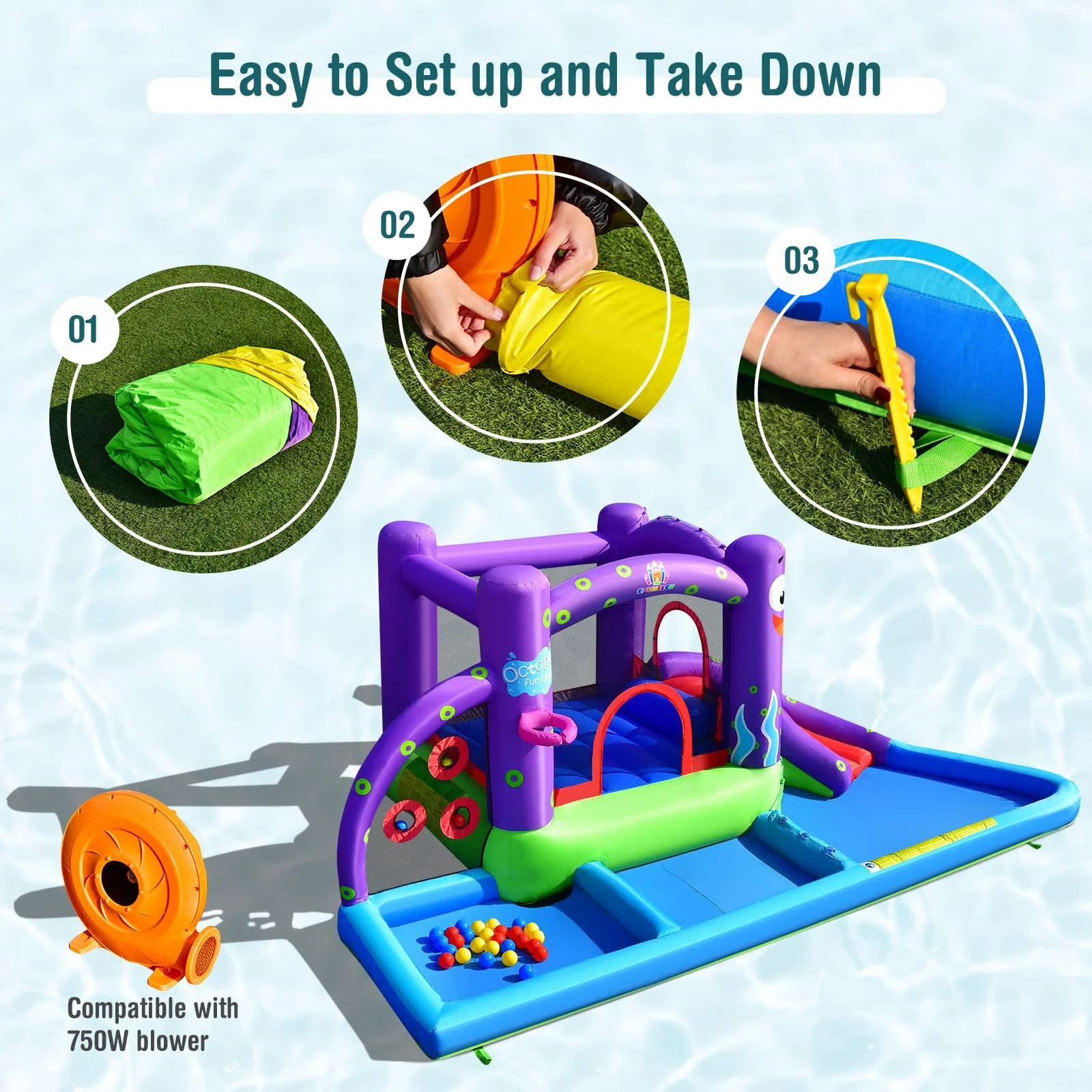 Costzon Inflatable Water Slide, 6 in 1 Kids Water Slide Jumping Bouncer Castle
