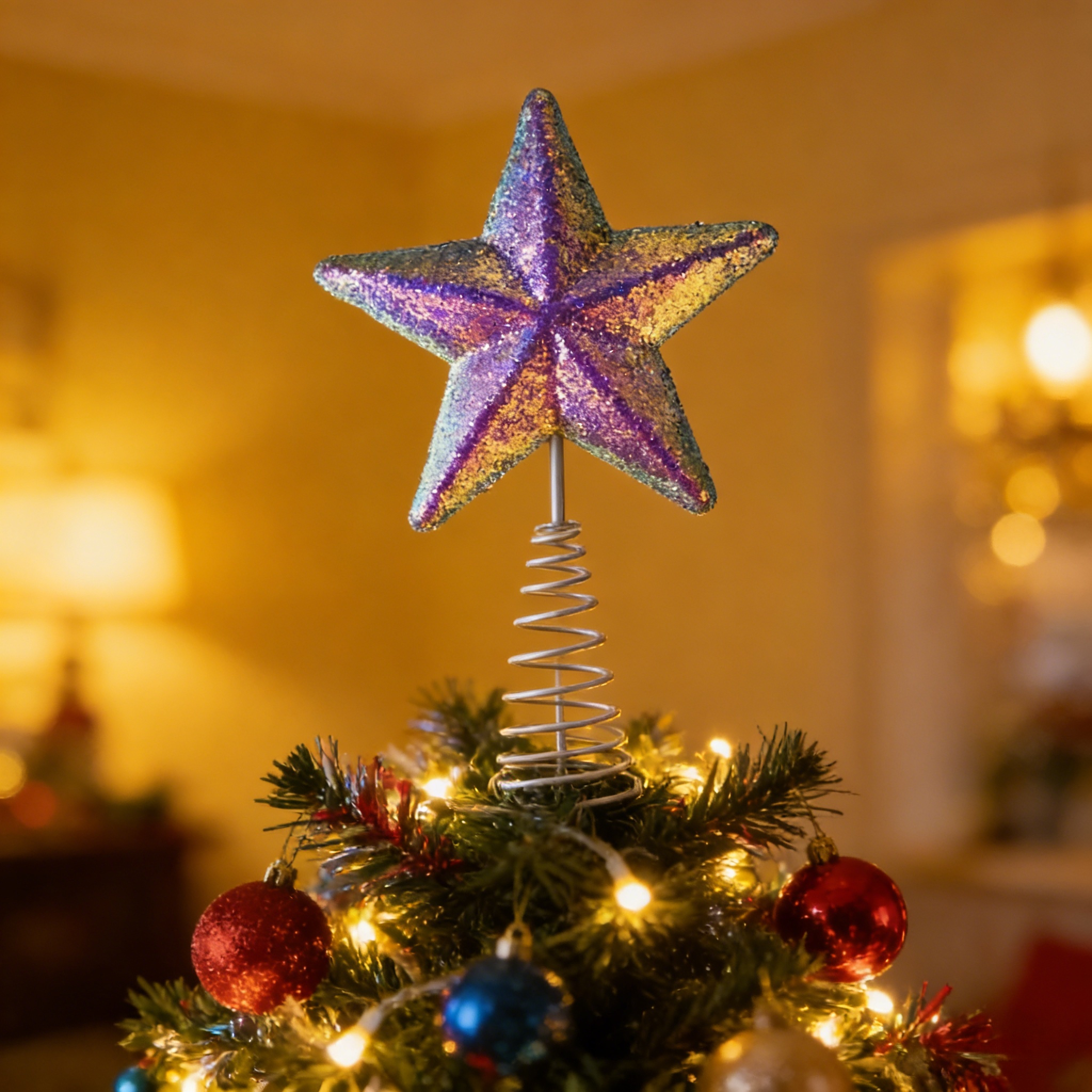 Glitter Christmas Tree Topper Star Decoration