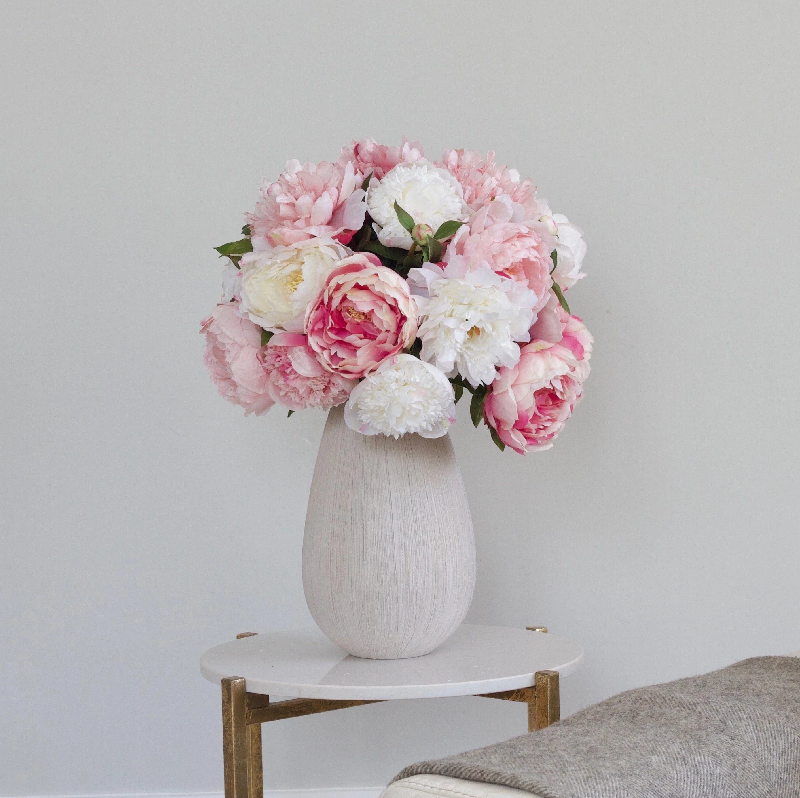 Artificial Pink & White Peony Bouquet