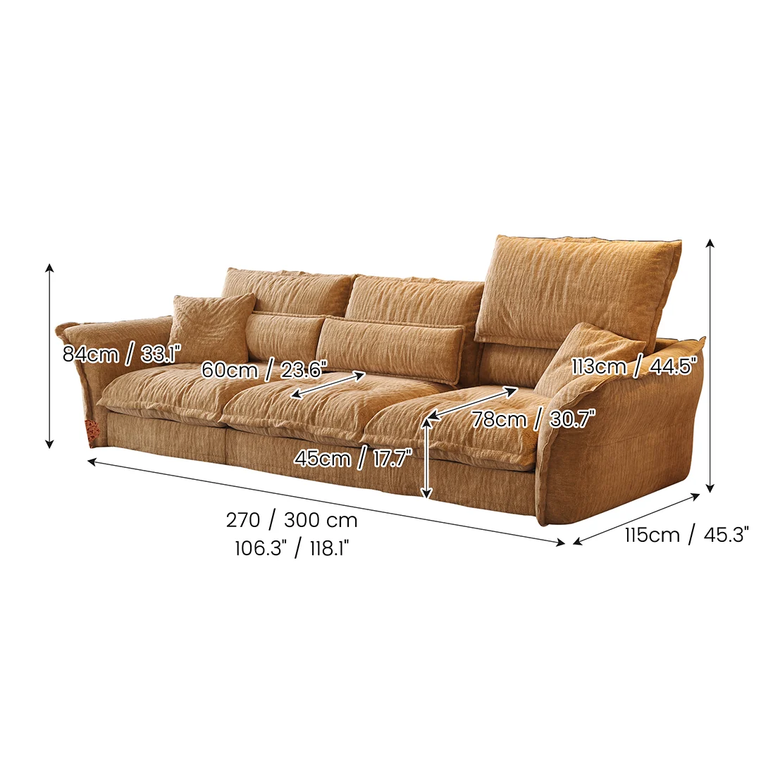 JASIWAY tela sofá con Ajustable reposacabezas| profundo asiento cómodo sofá para Sala, Minimalista Japandi estilo 3-plazas sofá