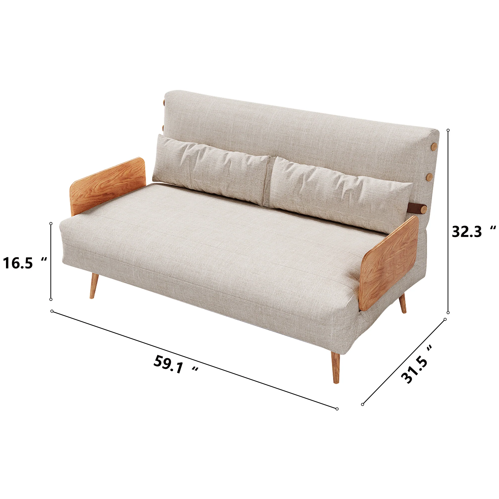NÓVORA CASA Beige & Café transformable sofá tecnológica tela Tapizado Plegable sofá