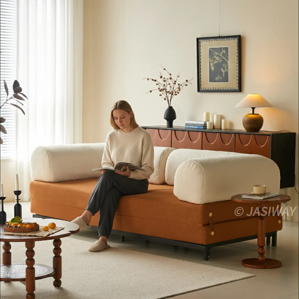 NÓVORA CASA modulable Sofá cama & Sofá cama| transformable diseño en Bouclé, Chenilla o pana tapizado