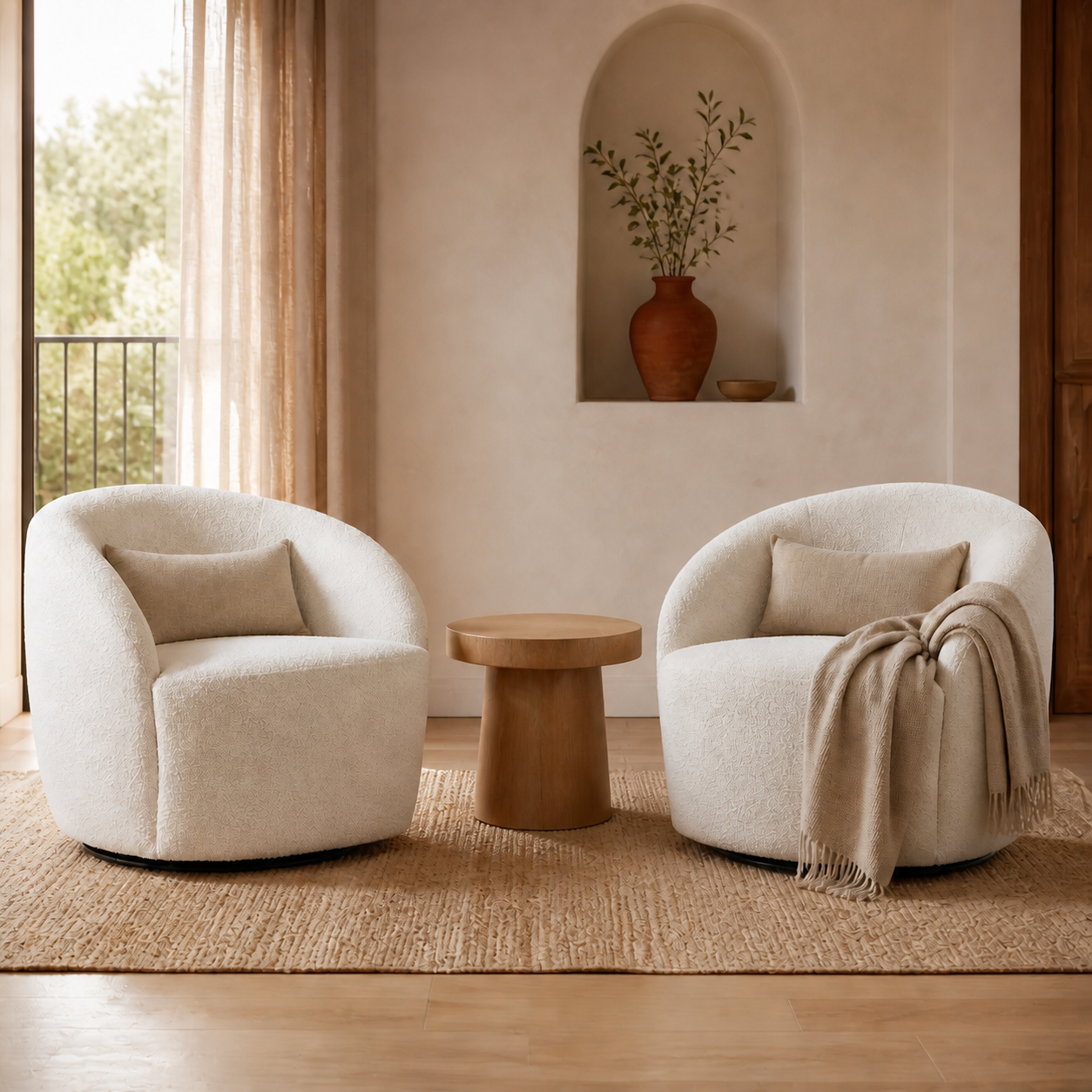 Alma Rincón Premium: dos sillones, dos cojines, manta y mesa auxiliar
