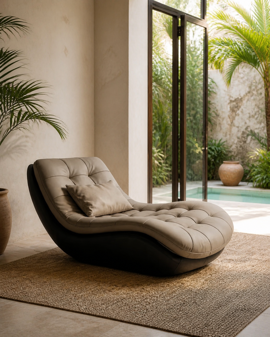 Sillón Nido Relax Gris beige en hogar mexicano