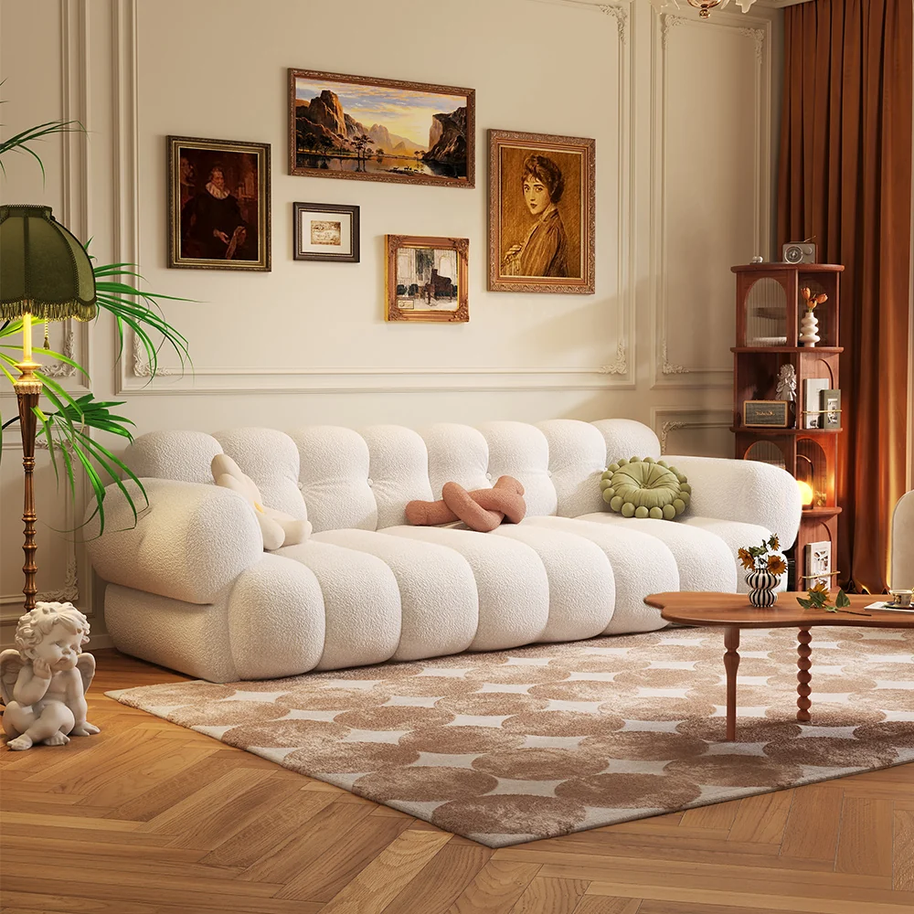 NÓVORA CASA modulable burbuja sofá en Chenilla & terciopelo| mediados siglo Moderno nube sofá- retro malvavisco sofá en musgo Verde, bosque, ámbar & almendra Crema