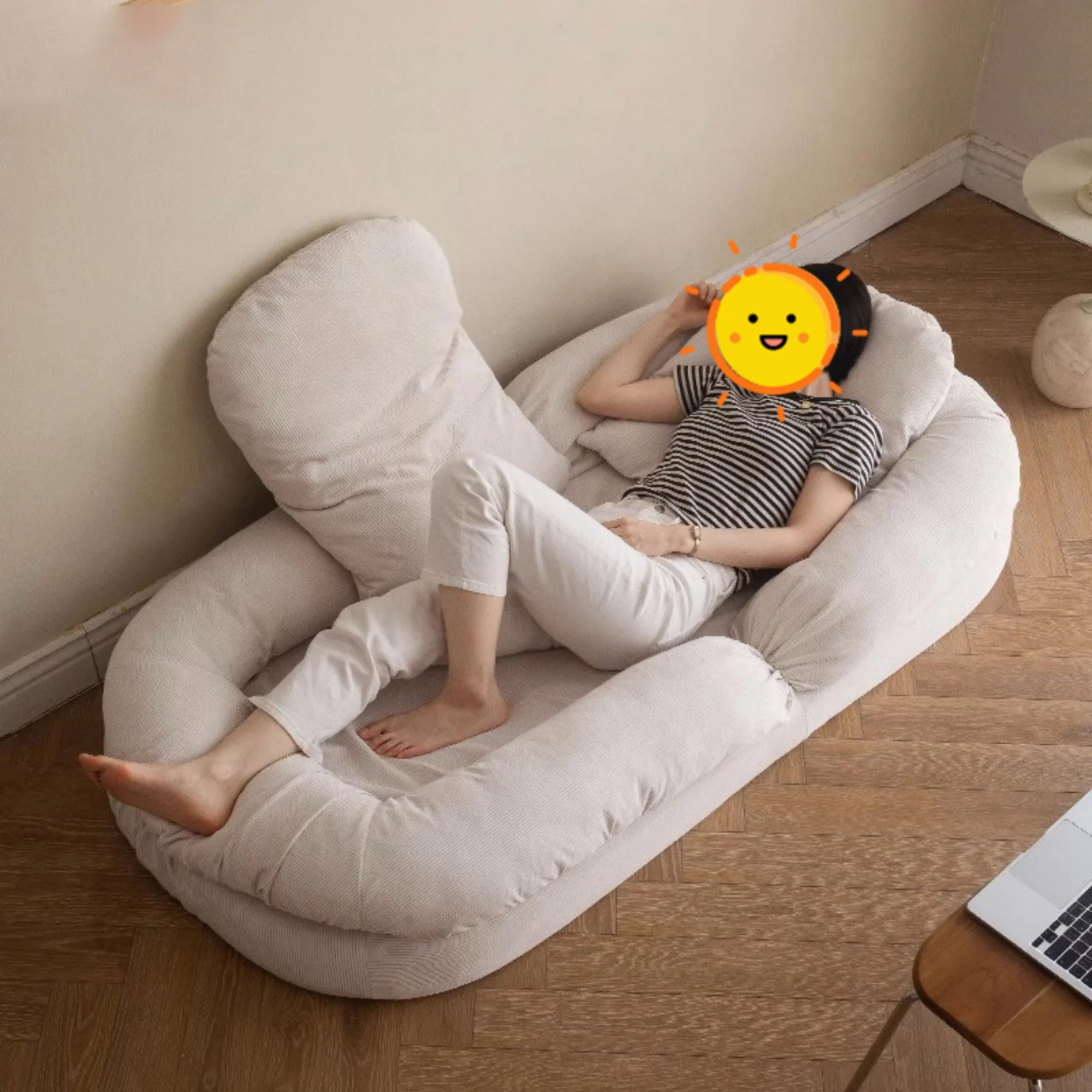 NÓVORA CASA transformable Sofá cama descanso sofá Beige peluche terciopelo