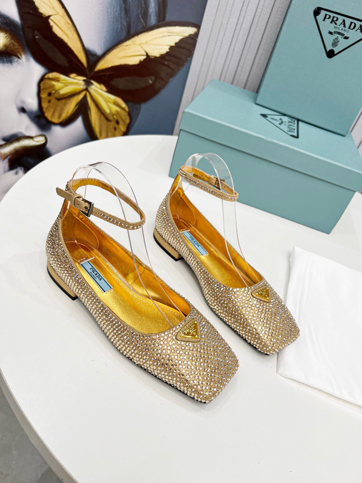 Prada Metallic Leather Ballerinas Pumps Size 35-41 3-Color
