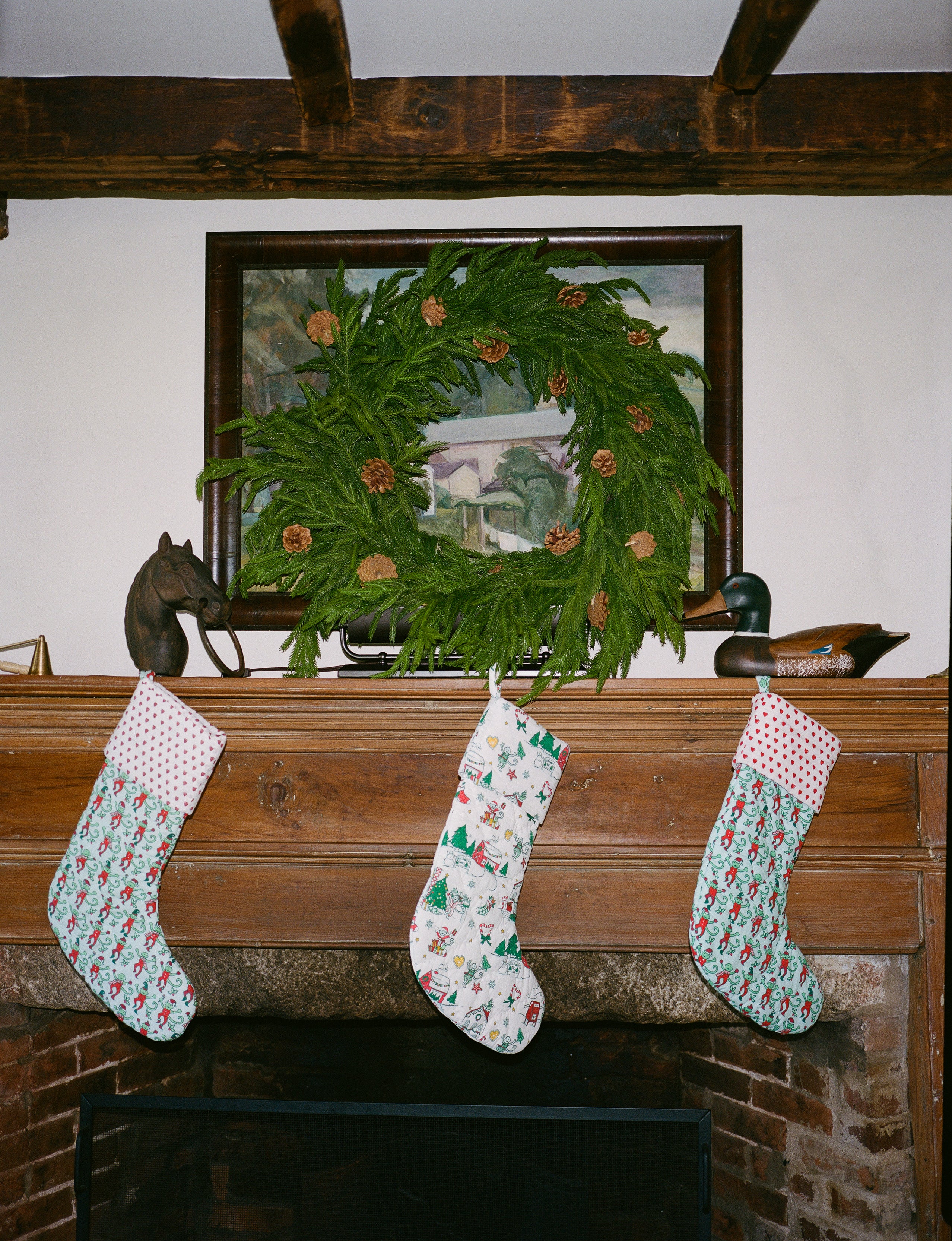 Snow Village Quilted Stocking