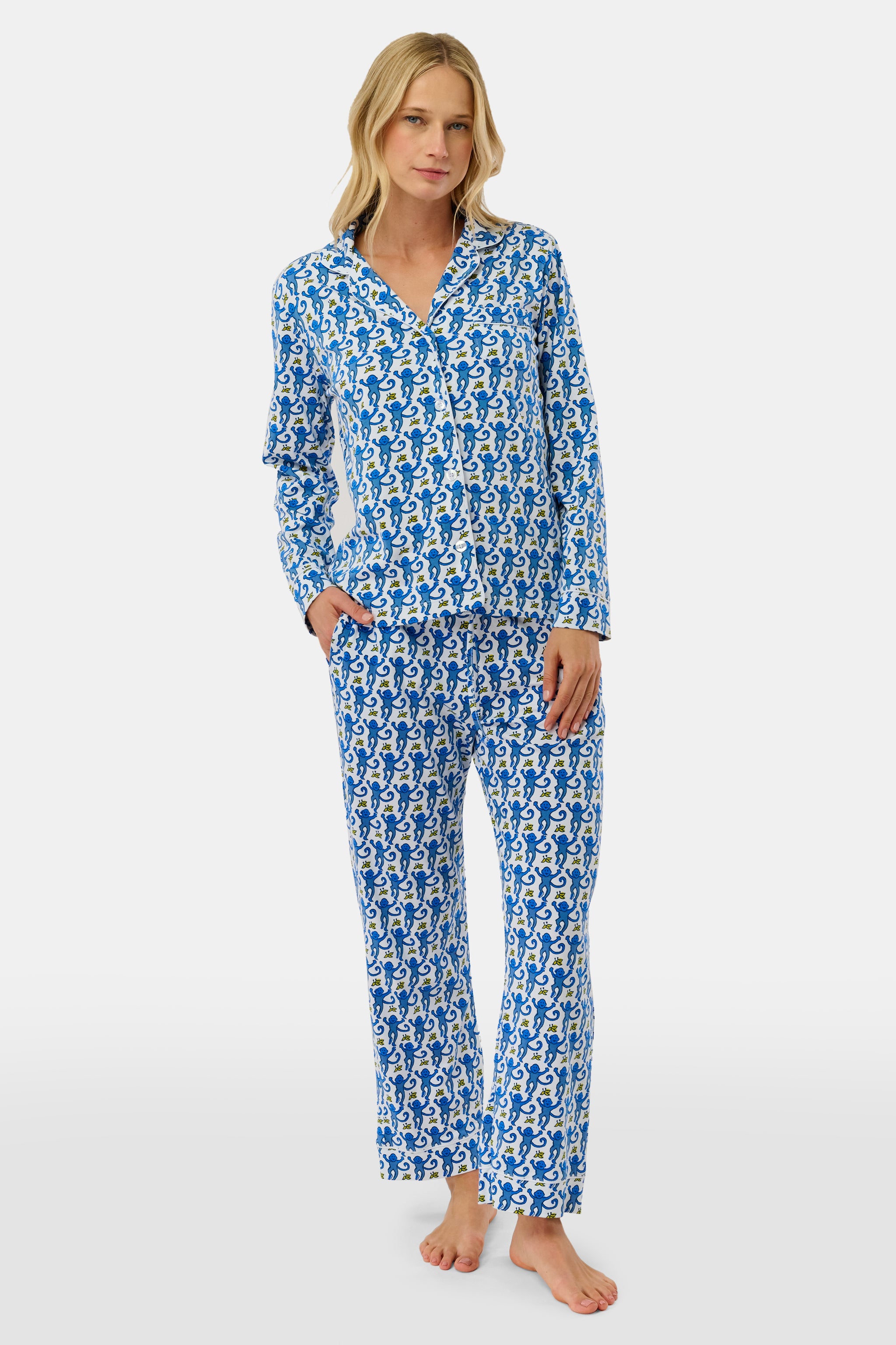 Monkey Long Sleeve Polo Pajamas