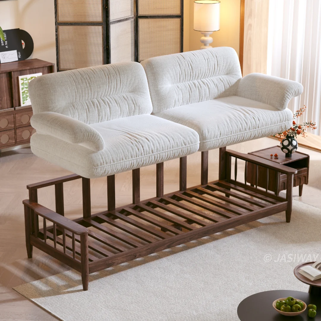 JASIWAY Madera maciza estructura sofá con Desmontable lavable funda| Moderno Tapizado sofá para Sala