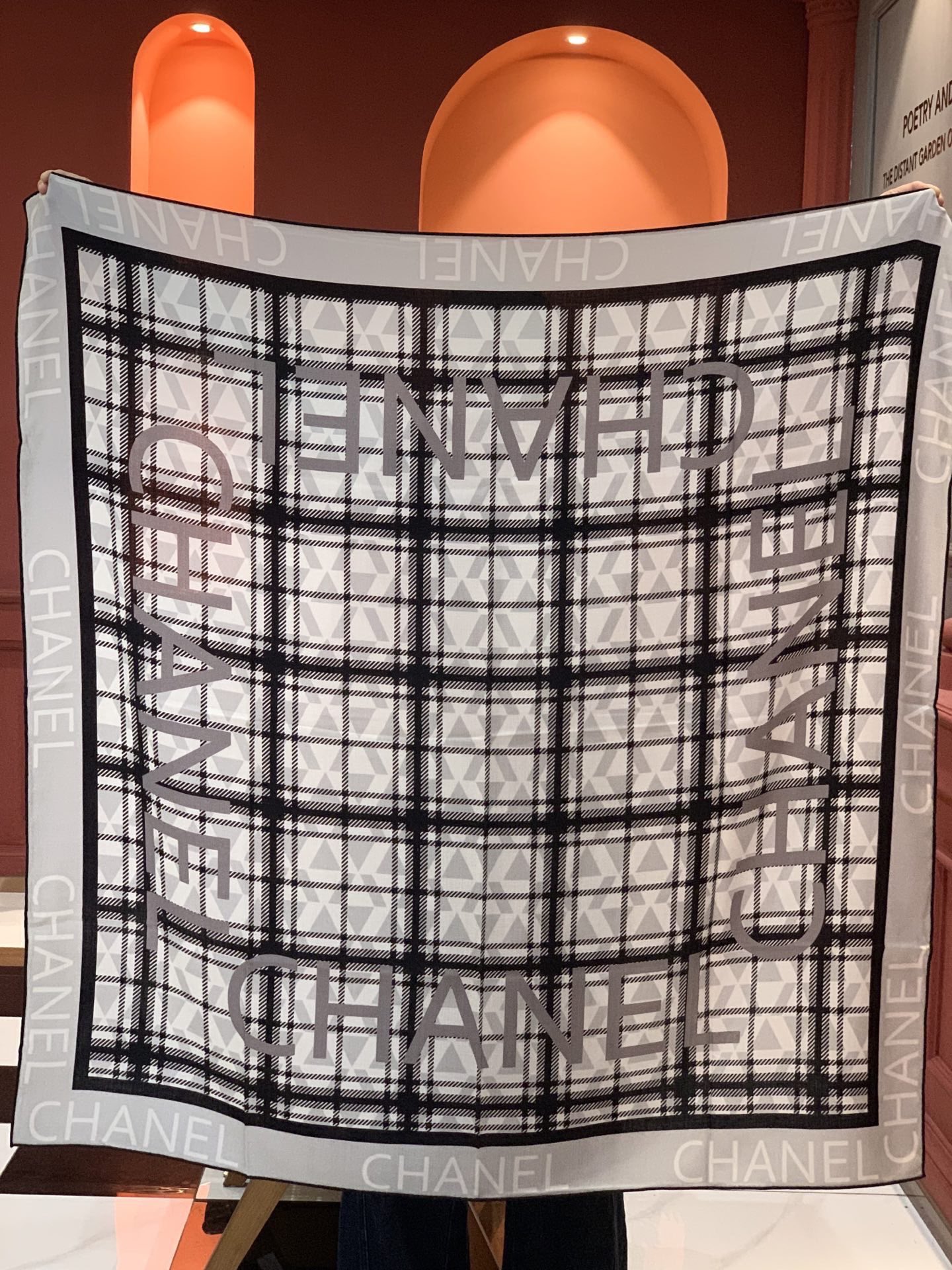 Chanel logo print silk scarf