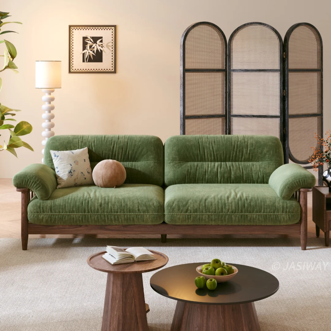 JASIWAY Madera maciza estructura sofá con Desmontable lavable funda| Moderno Tapizado sofá para Sala