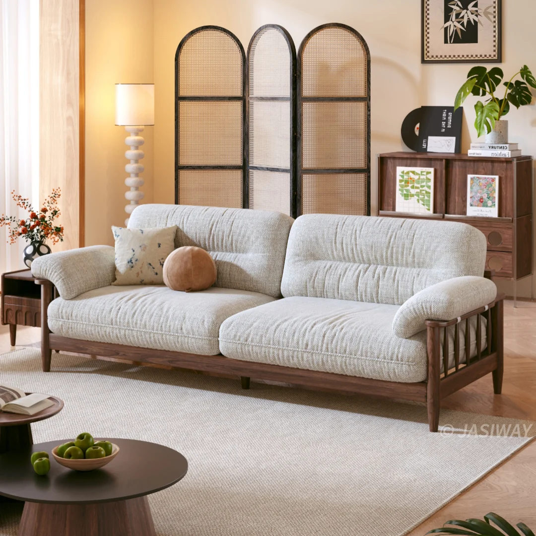 JASIWAY Madera maciza estructura sofá con Desmontable lavable funda| Moderno Tapizado sofá para Sala