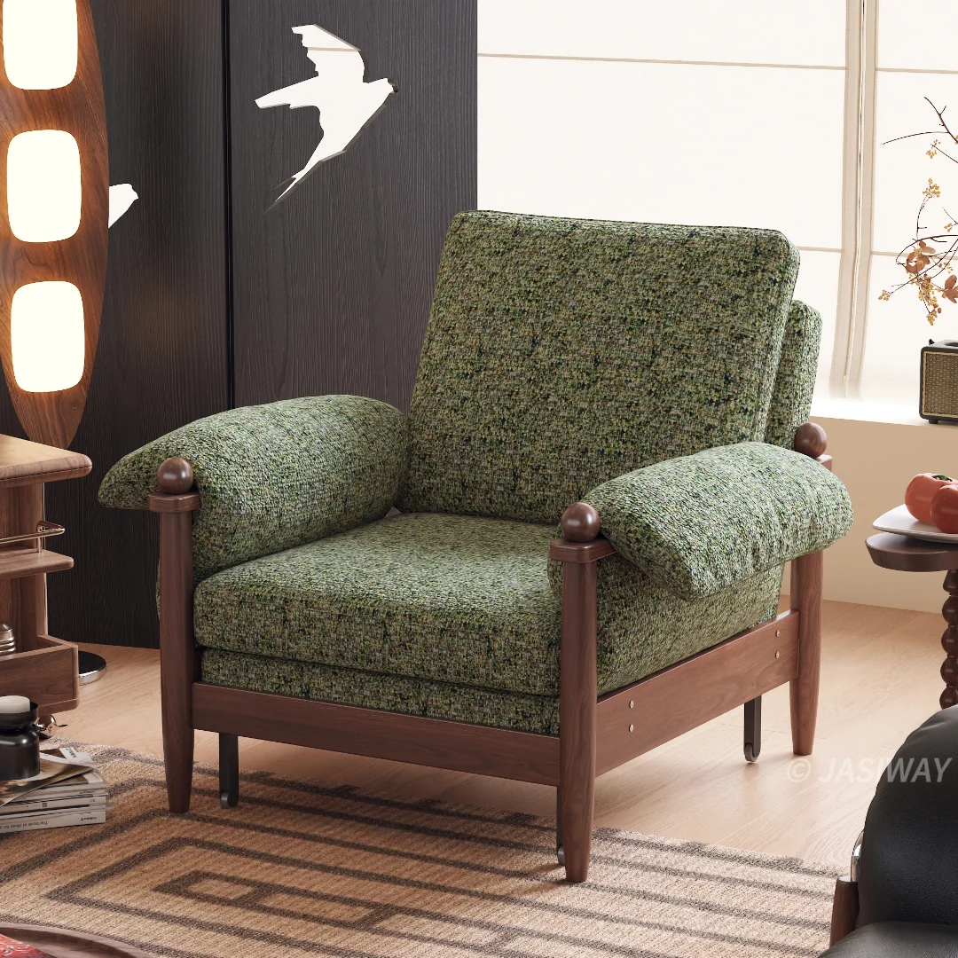 NÓVORA CASA transformable cama sillón| 3-en-1 Chenilla MCM plegable Sillón decorativo & Reclinable descanso cama con madera brazos