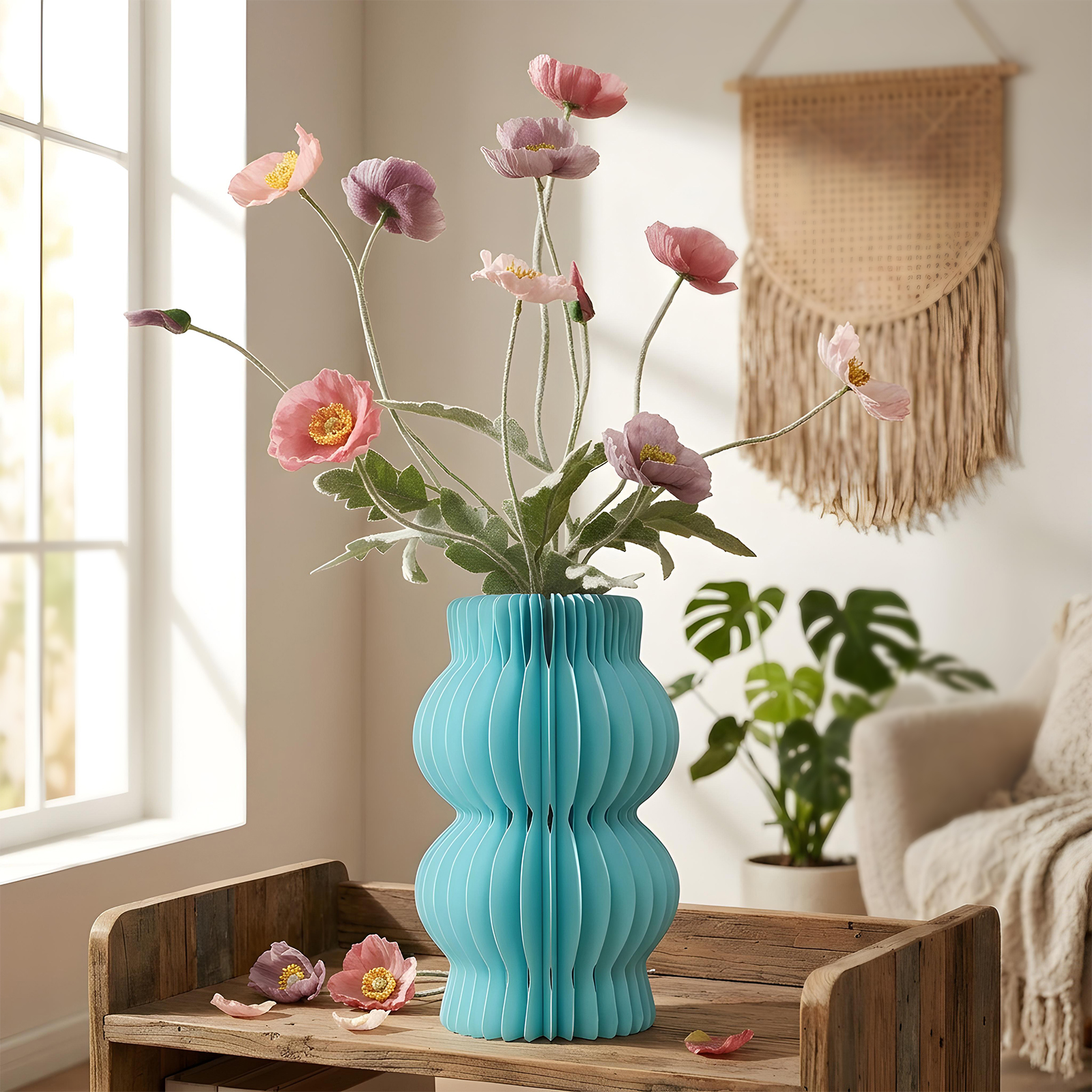 Magnetic Paper Honeycomb Flower Vase Decorative Home Accent