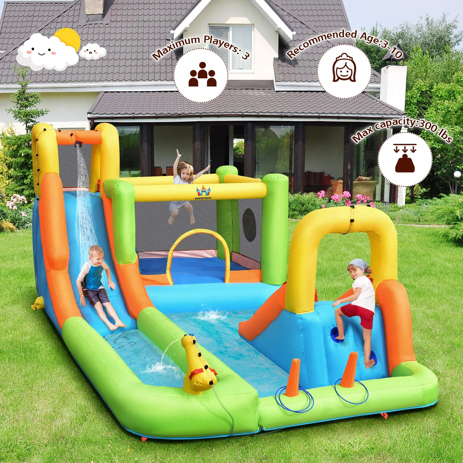 BOUNTECH Inflatable Water Slide, 20.5x11FT Mega Waterslide Park Bounce House for Outdoor Fun w/Long Slide