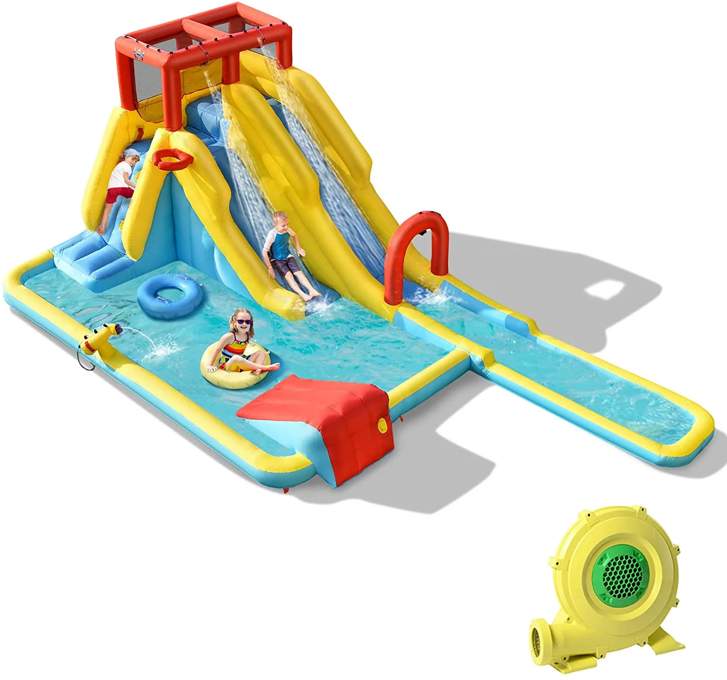 BOUNTECH Inflatable Water Slide, 20.5x11FT Mega Waterslide Park Dual Long Slides