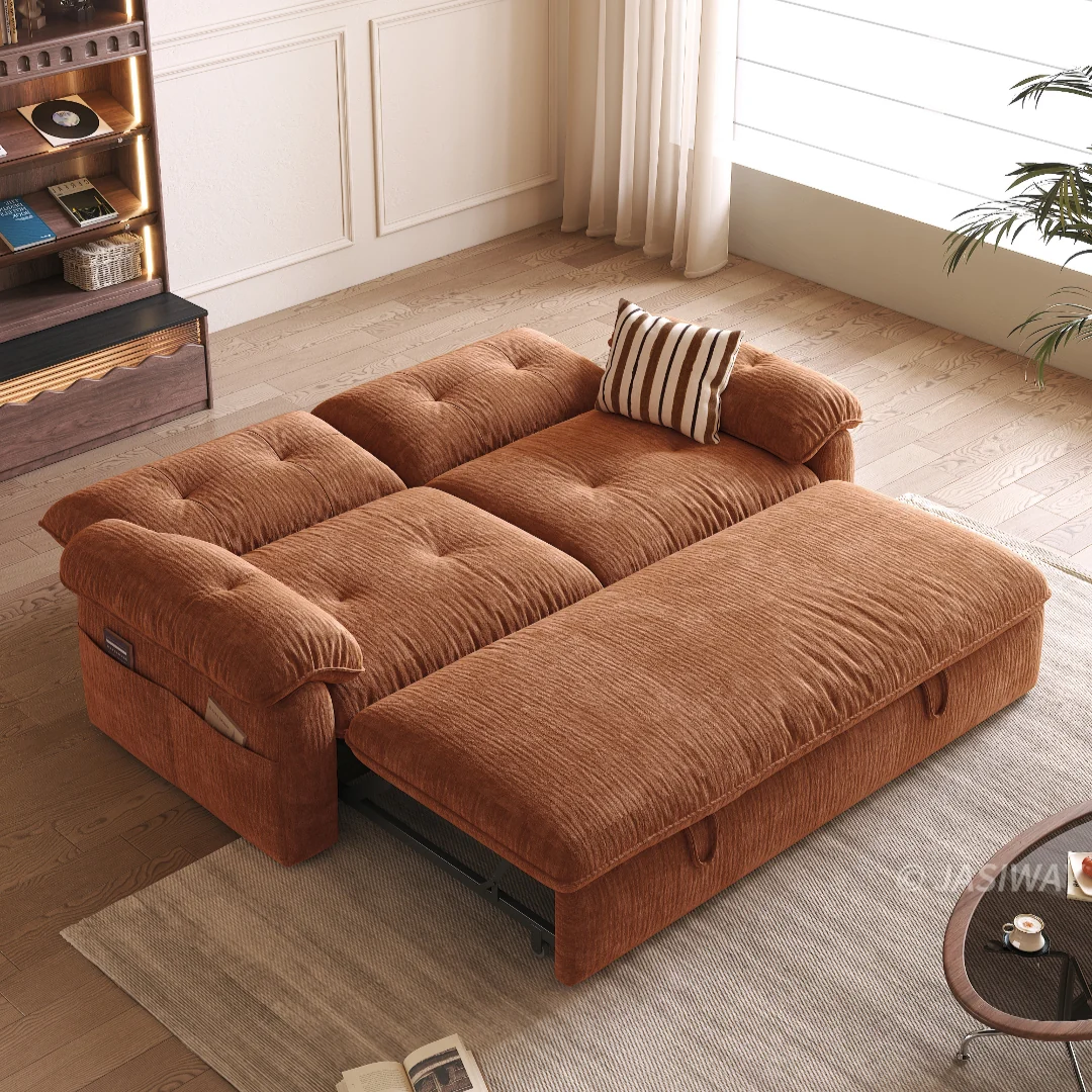 NÓVORA CASA Chenilla Sofá cama– transformable plegable sofá de dos plazas con extraíble extraíble cama para pequeño espacios
