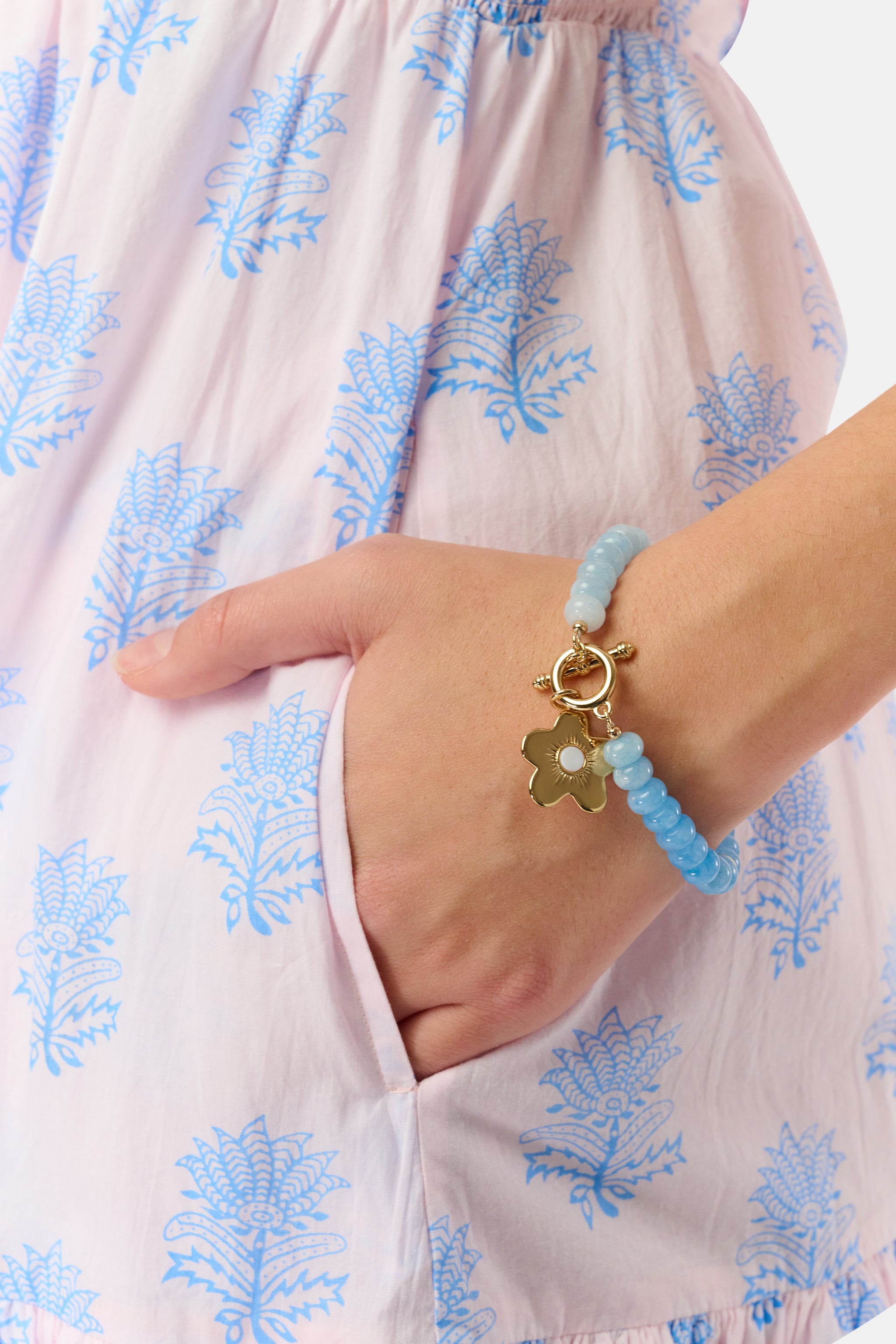 Flower Charm Beaded Bracelet