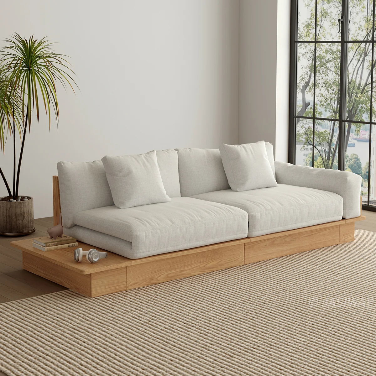 NÓVORA CASA extraíble extraíble Sofá cama con madera plataforma soporte| bajo perfil transformable sofá para Sala