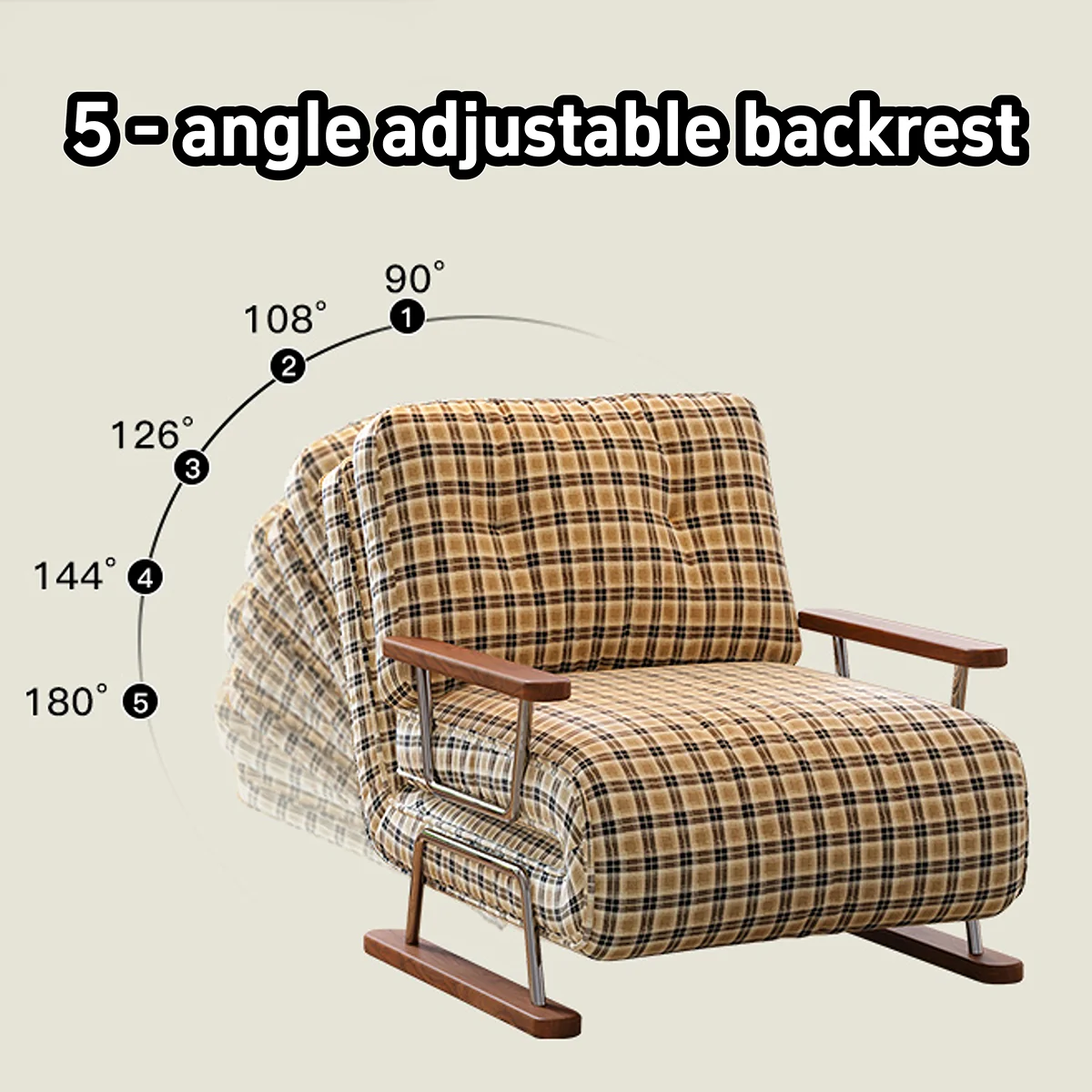 NÓVORA CASA a cuadros Sofá cama– 4-en-1 transformable plegable sillón cama para pequeño espacios