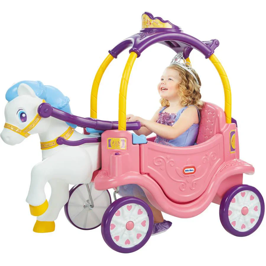 2025 Little Tikes Princess Horse and Carriage, Kids Ride-On Toy