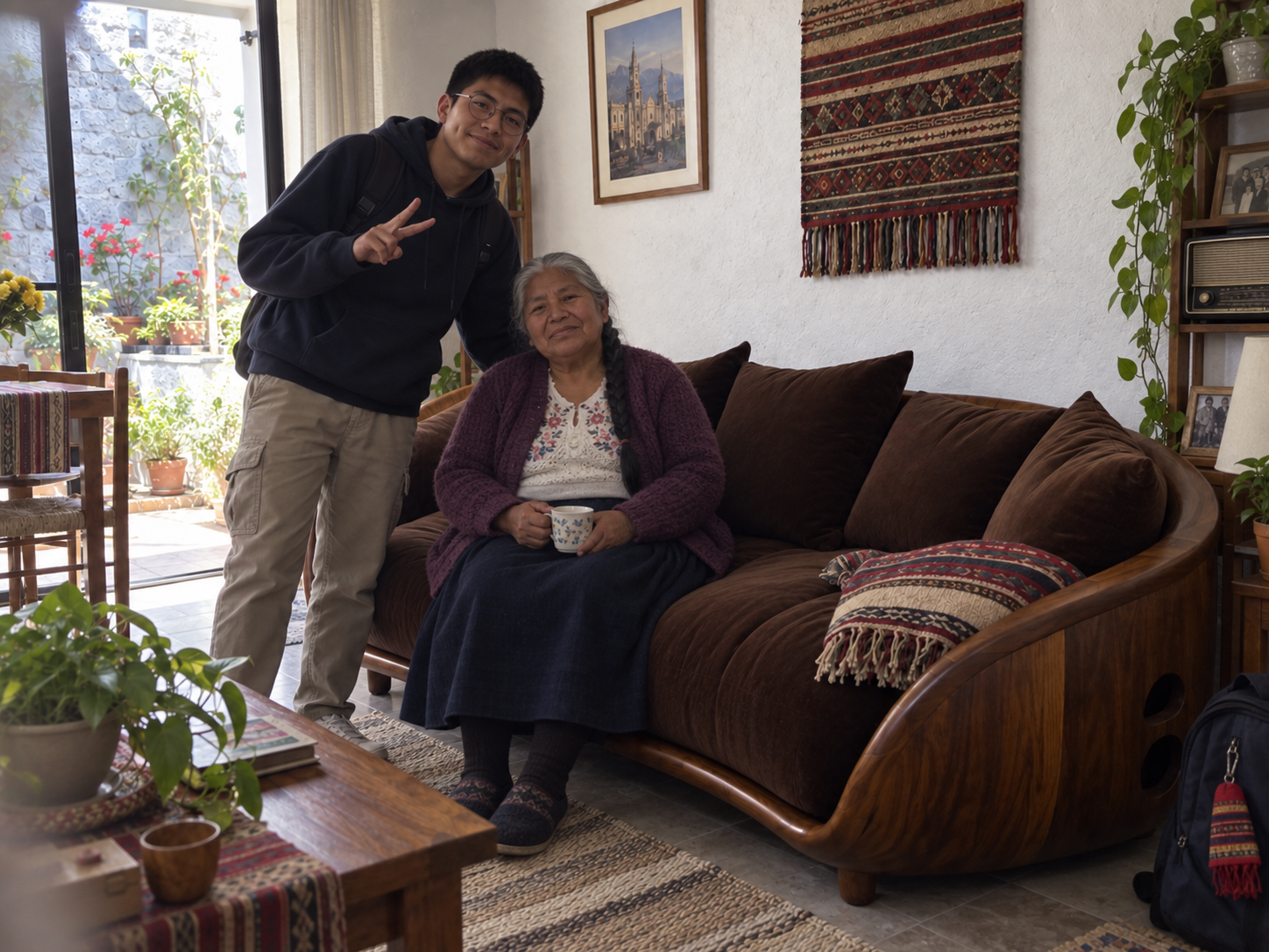Pareja adulta en un hogar peruano
