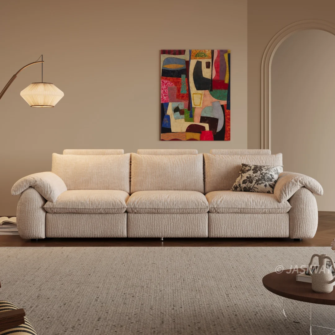JASIWAY eléctrico Reclinable sofá con Ajustable reposapiés & acolchado Chenilla tela| 3-asiento eléctrico reclinable sofá para Sala confort