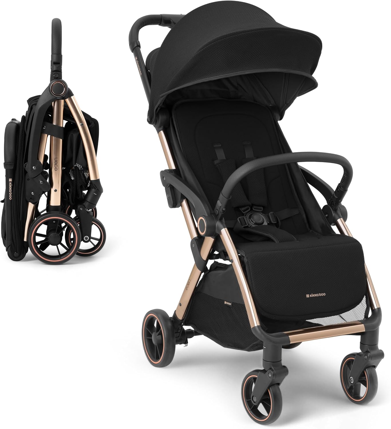 KikkaBoo EDEN Buggy, wózek dziecięcy do 22 kg, automatyczne składanie, pozycja nachylenia, ultralekki, kompaktowy, beżowy