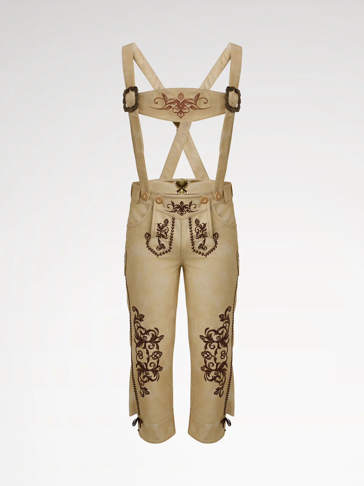 Gelb Knöpfen Lederhosen