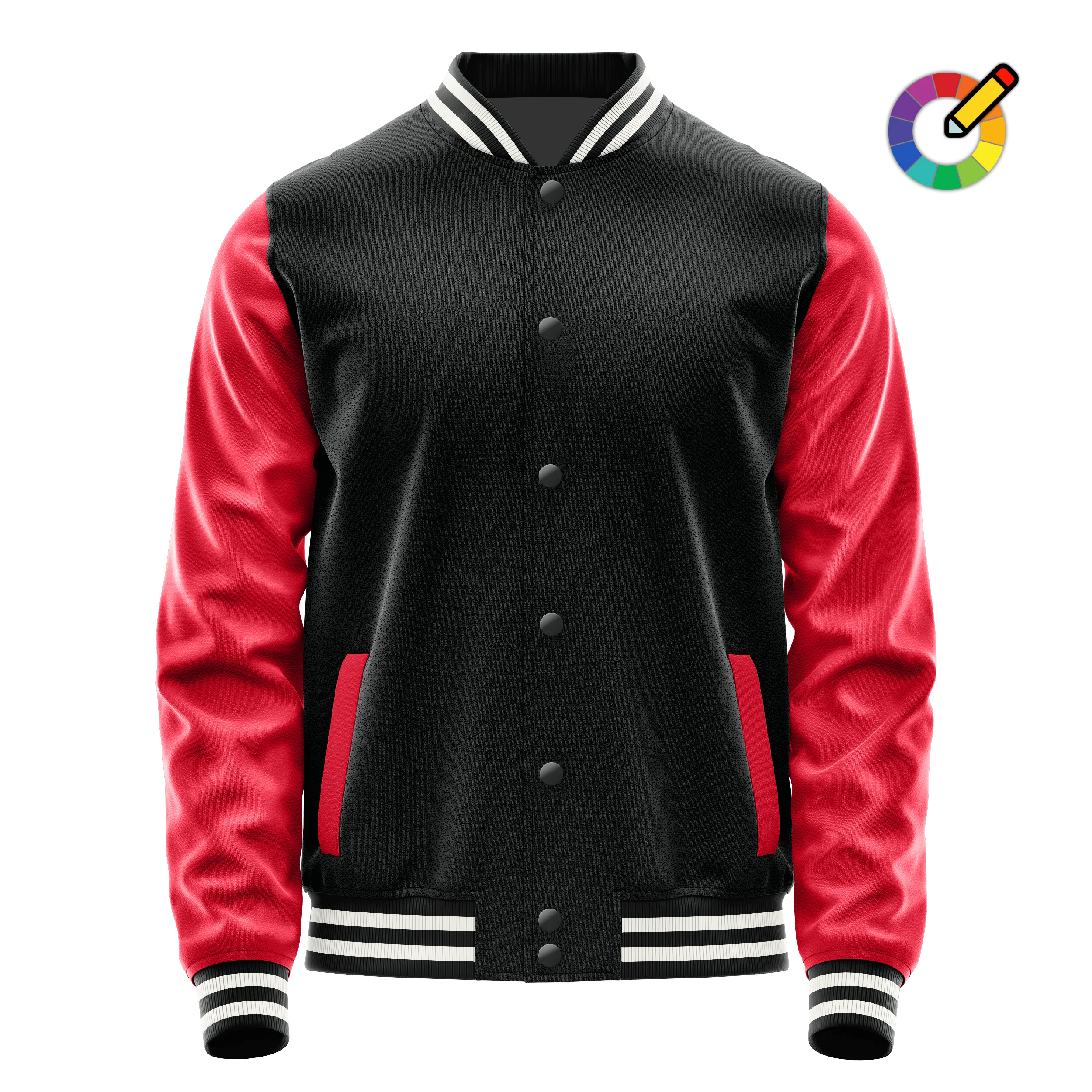 Schwarz & Rot Leder Collegejacke