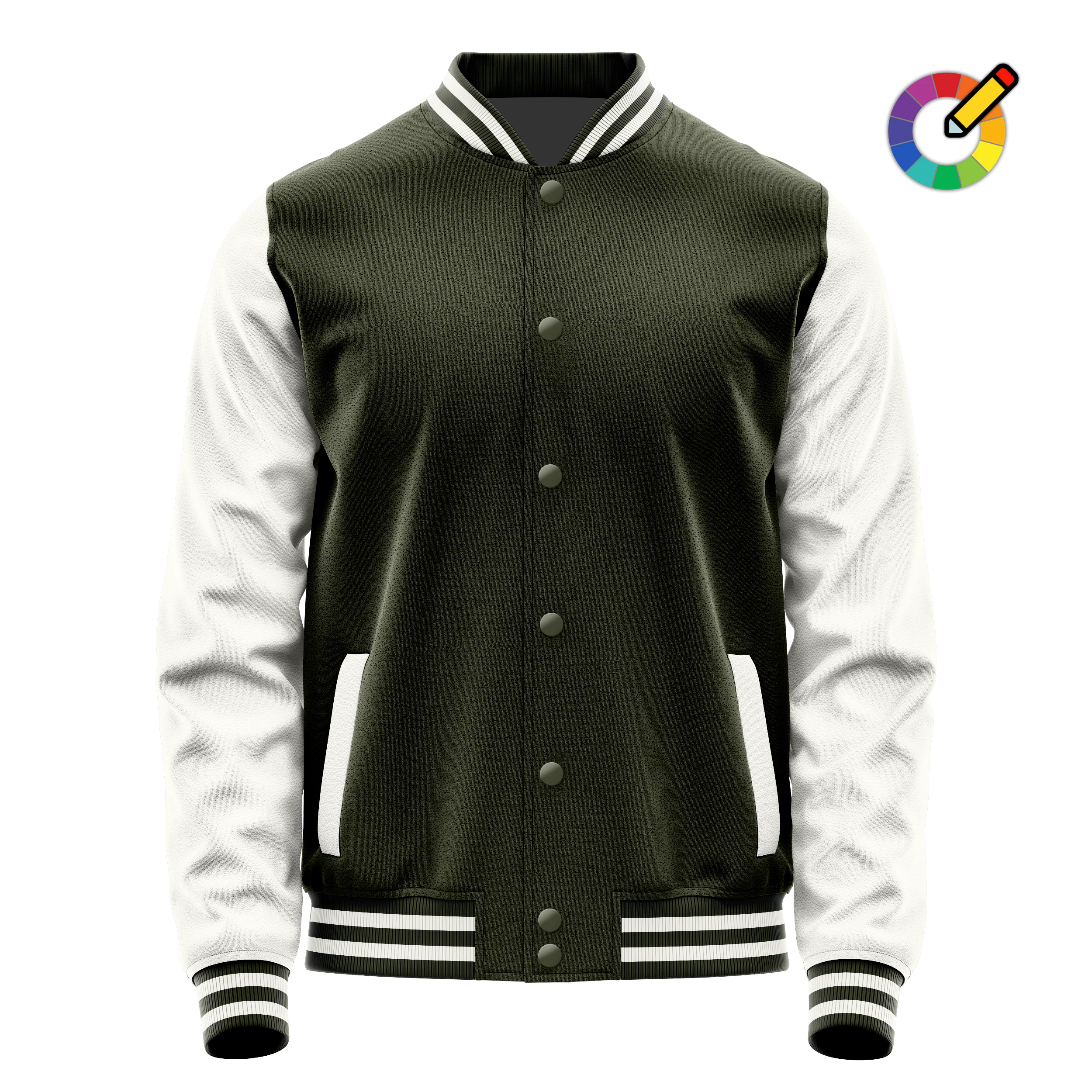 Oliv & Weiß Leder Collegejacke