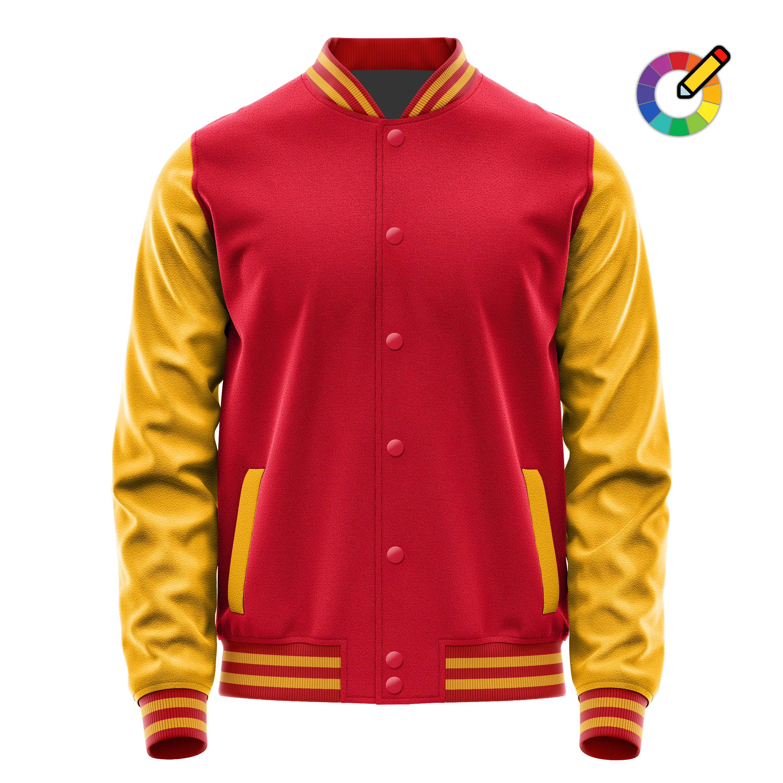 Rot & Gelb Leder Collegejacke