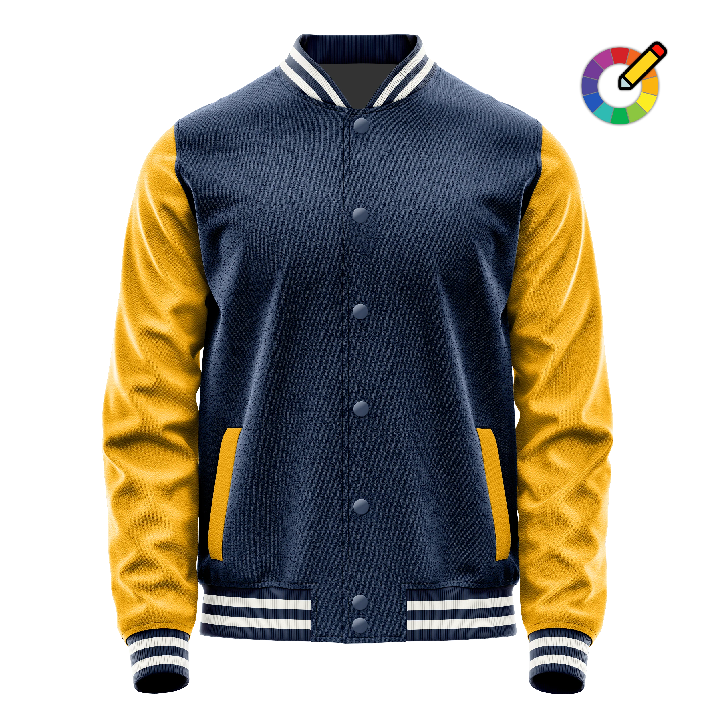 Blau & Gelb Leder Collegejacke