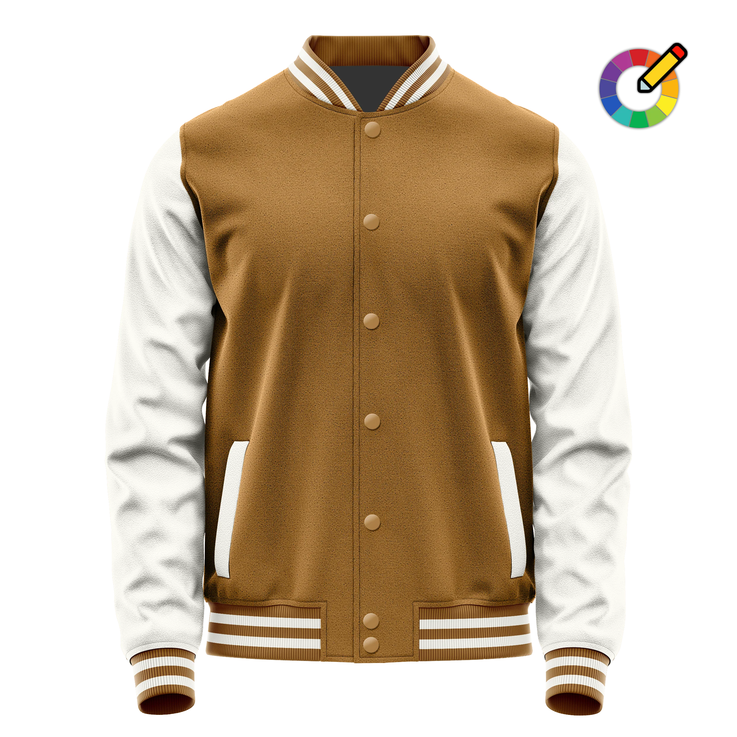Khaki & Weiß Leder Collegejacke