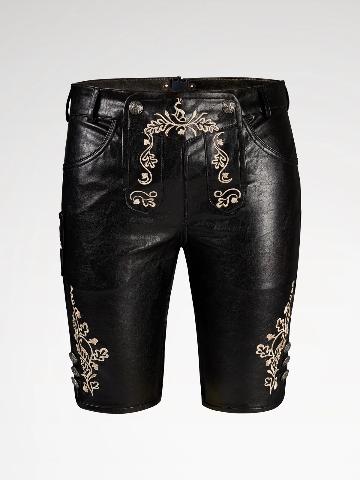 Schwarz Knöpfen Lederhosen