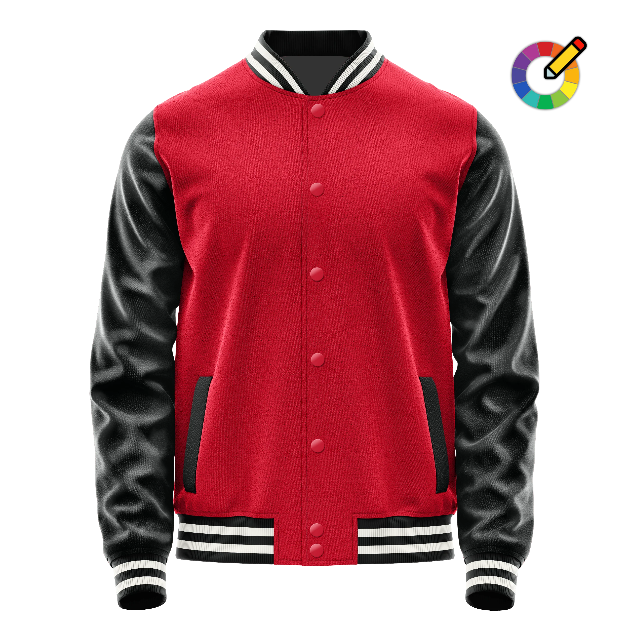 Rot & Schwarz Leder Collegejacke