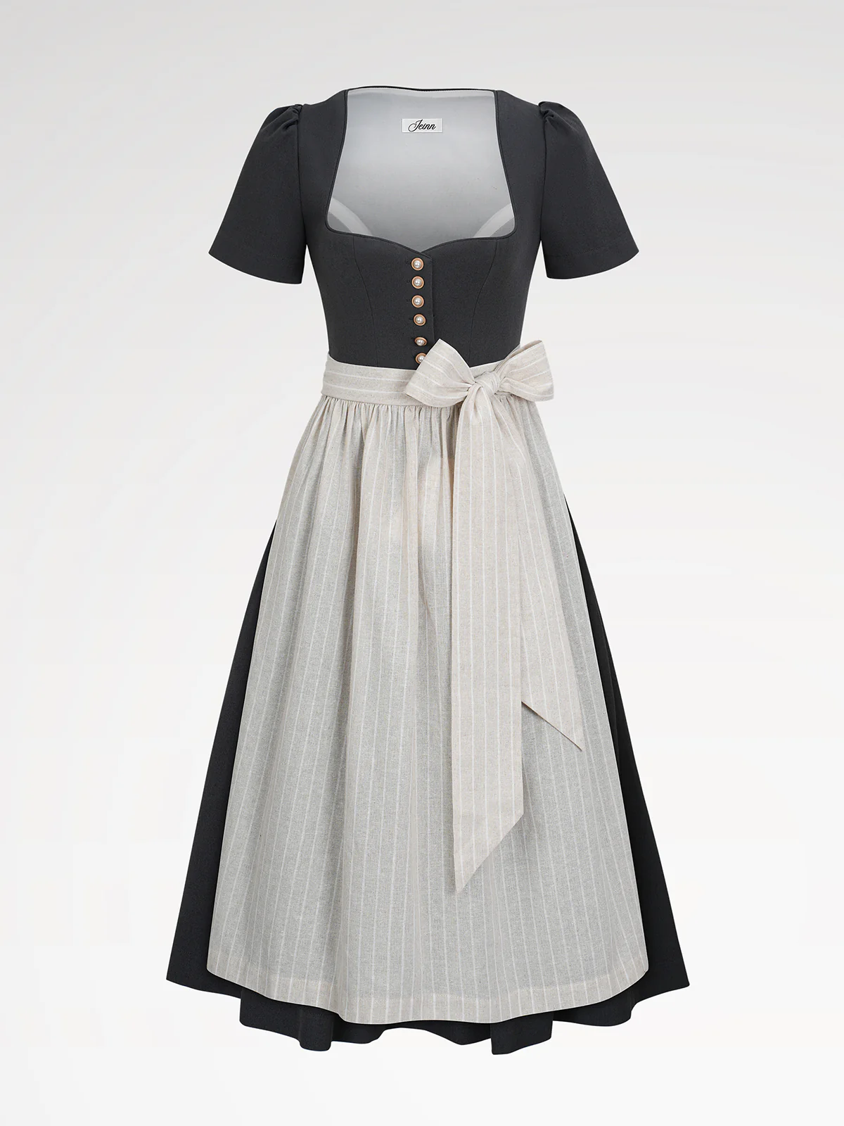 Damen Grau Knöpfen Dirndl