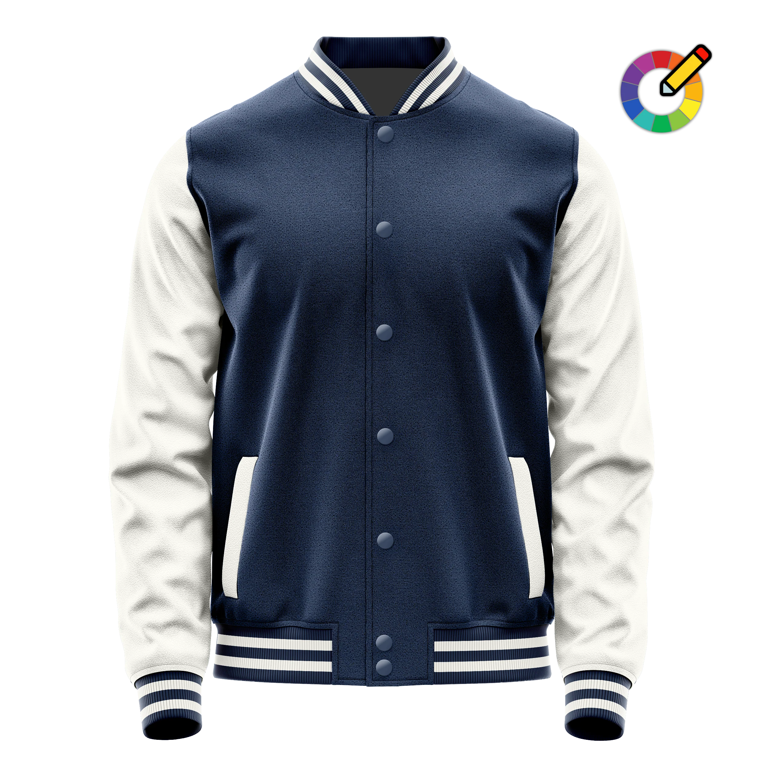 Blau & Weiß Leder Collegejacke