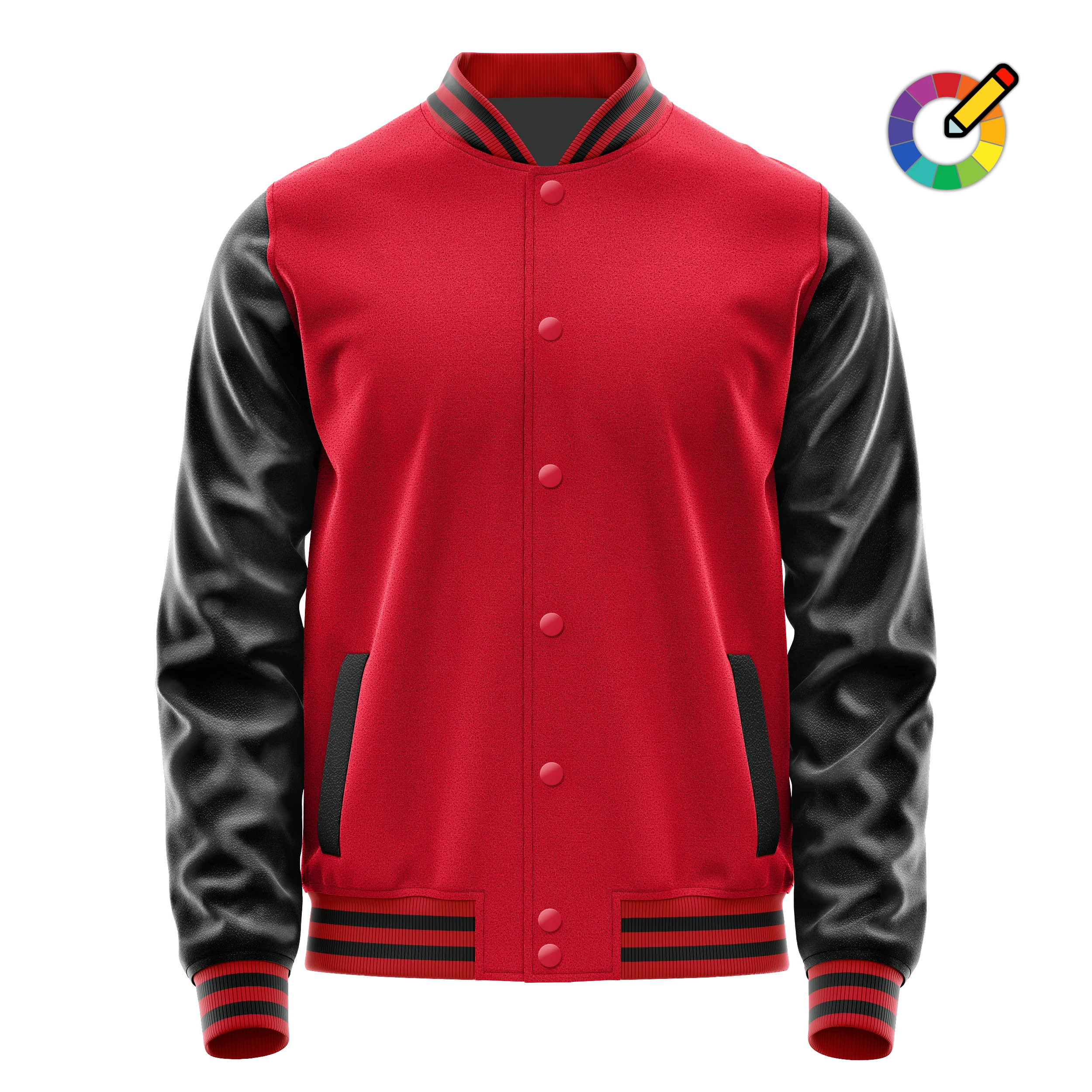 Rot & Schwarz Leder Collegejacke