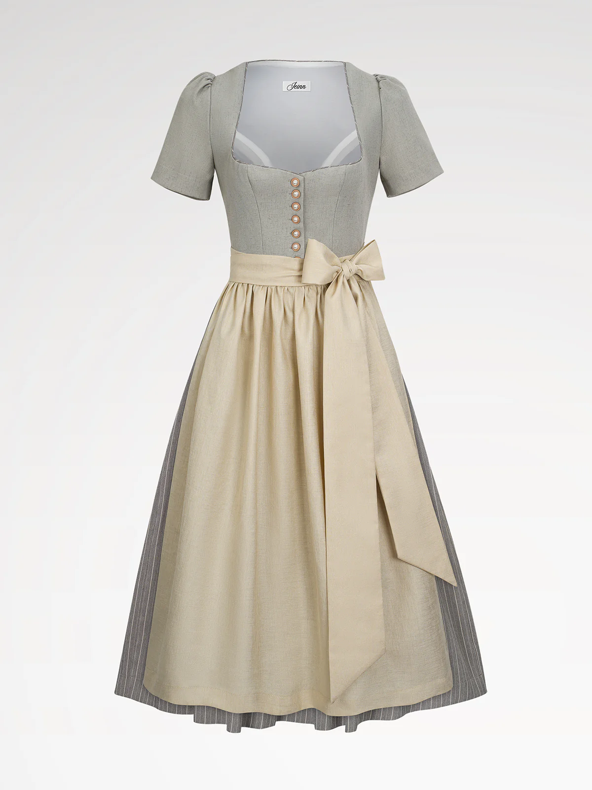 Damen Grau Knöpfen Dirndl