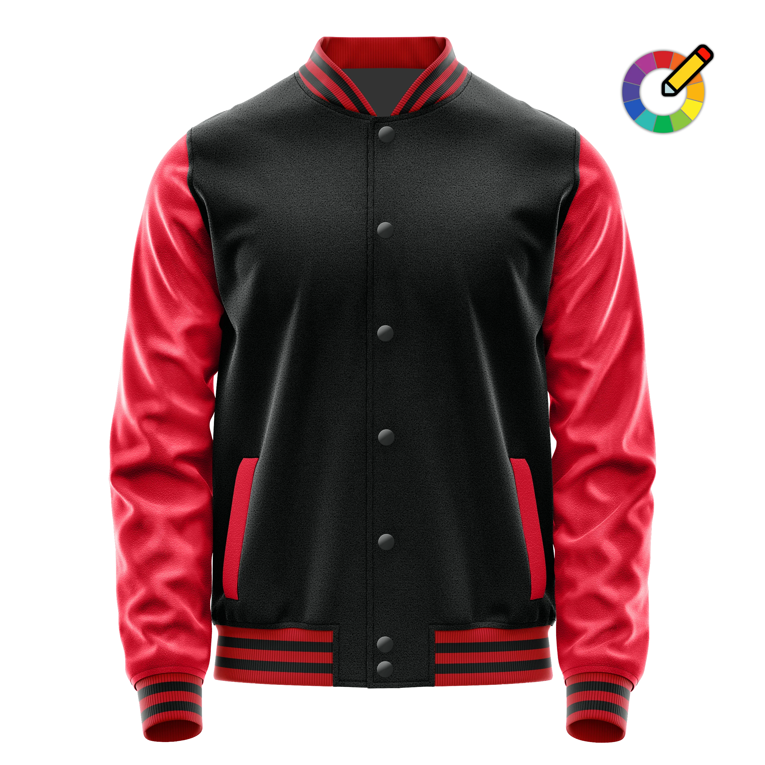Schwarz & Rot Leder Collegejacke