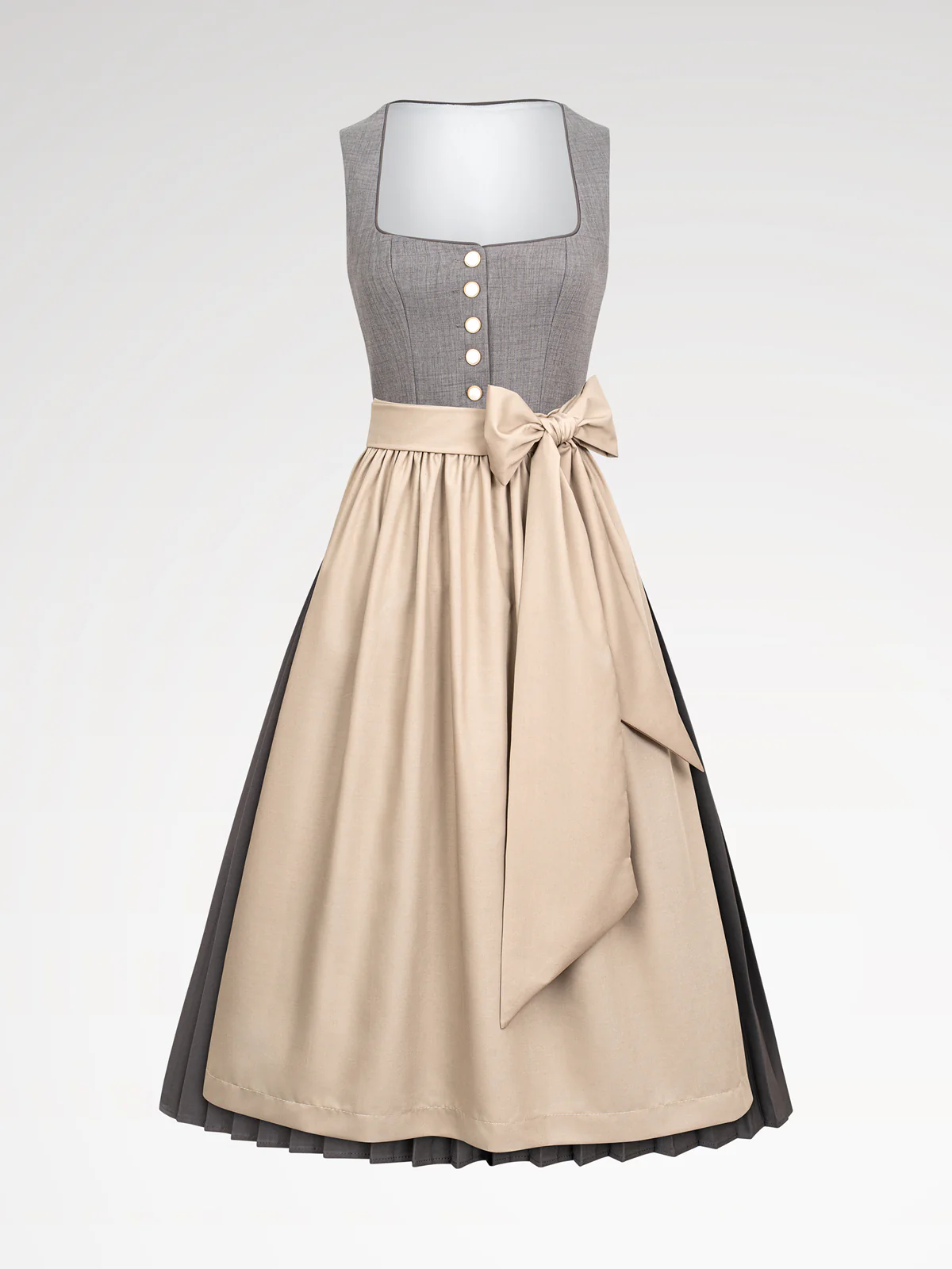 Damen Grau Knöpfen Dirndl